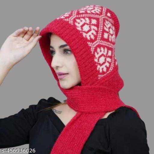    			TRENDBITE Red Woollen Women's Cap ( Pack of 1 )
