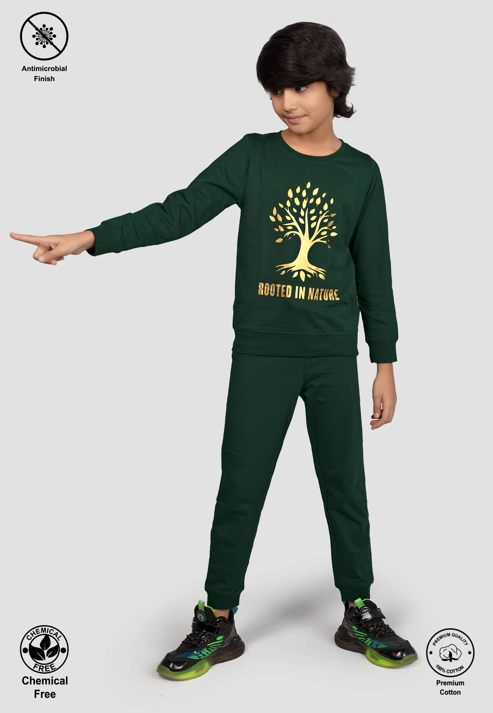     			TRESNOVA' Pack of 1 Boys Cotton T-Shirt & Pants Set ( Green )