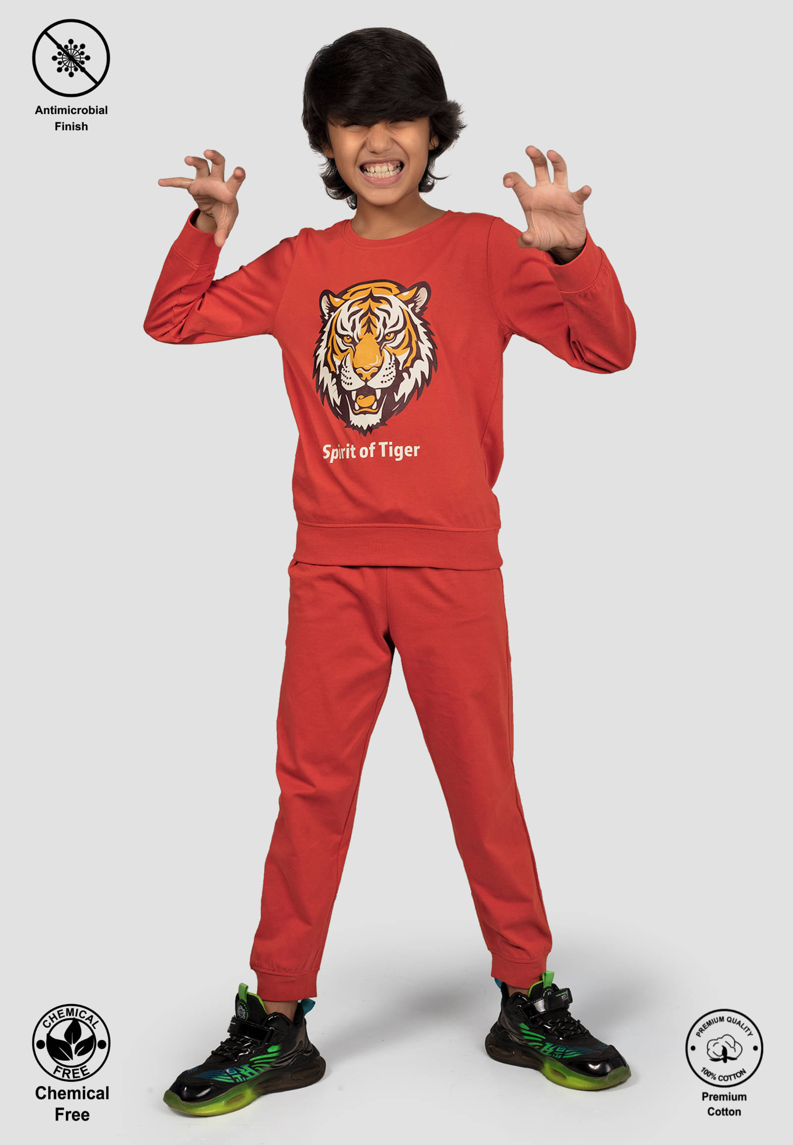     			TRESNOVA Pack of 1 Boys Cotton T-Shirt & Pants Set ( Orange )