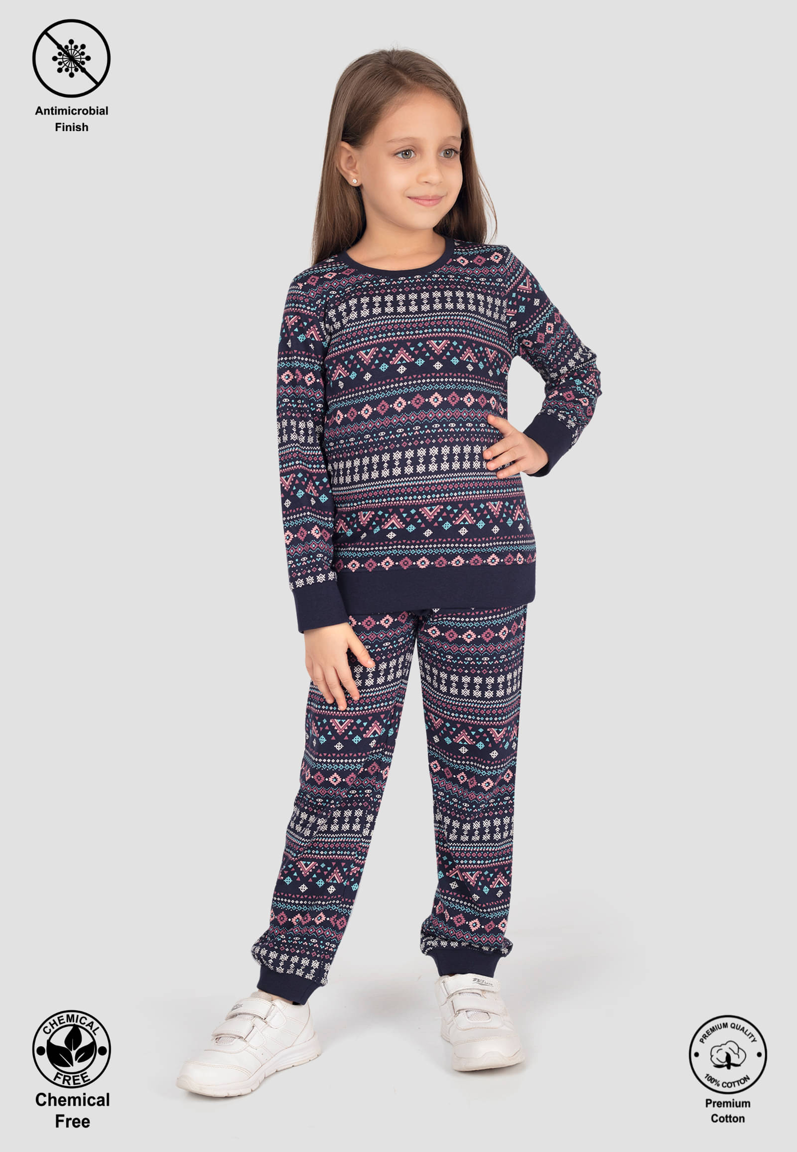     			TRESNOVA Pack of 1 Girls Cotton T-shirt & Pants ( Navy Blue )