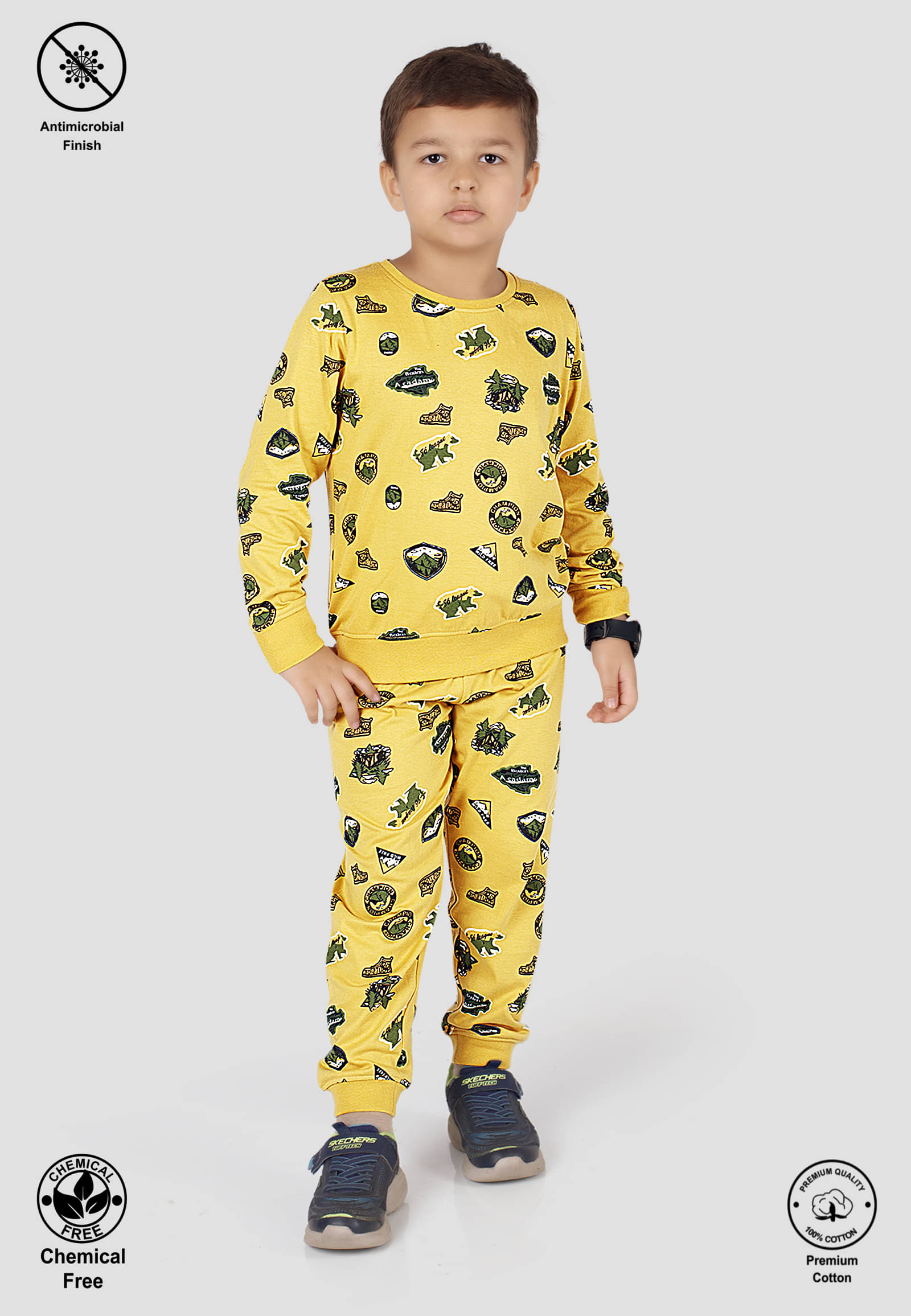     			TRESNOVA Pack of 2 Boys Cotton T-Shirt & Pants Set ( Yellow )