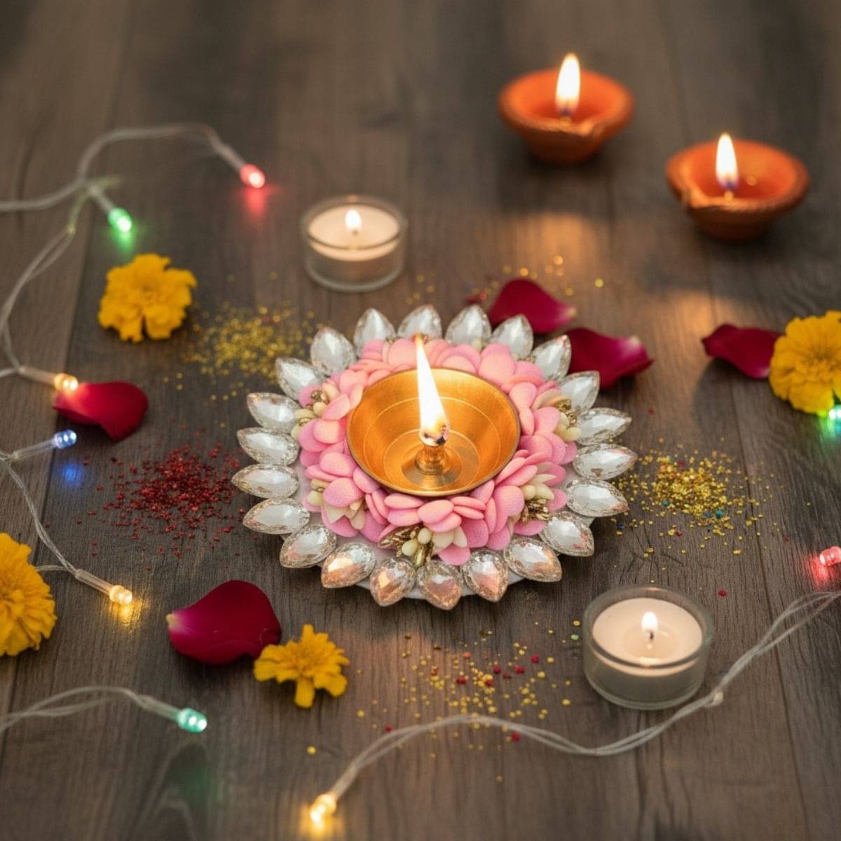     			Tiny Shiny Brass Diwali Diya - Pack of 1