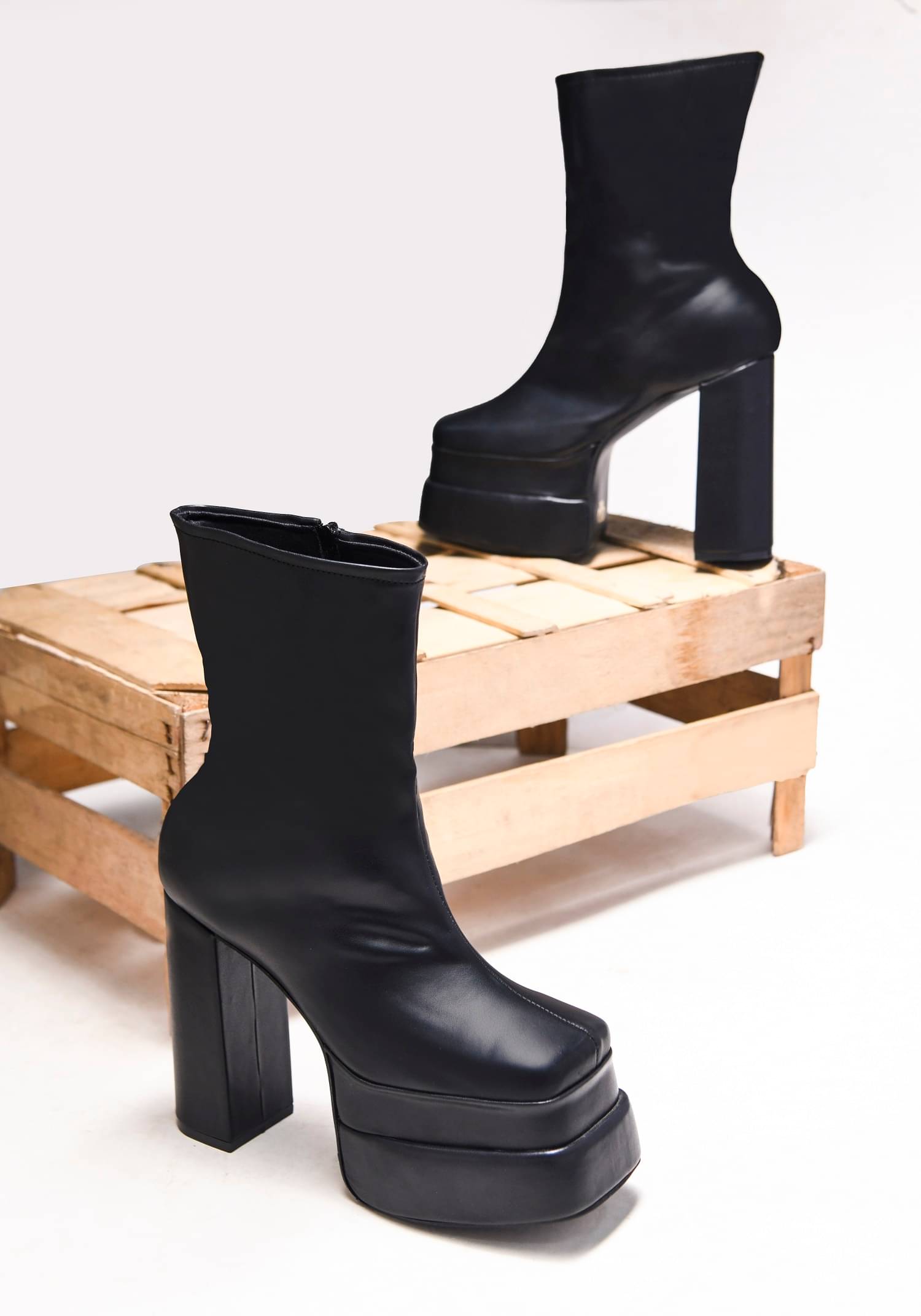 Try me Black Women's Mid Calf Length Boots Try me Black Women's Mid Calf Length Boots