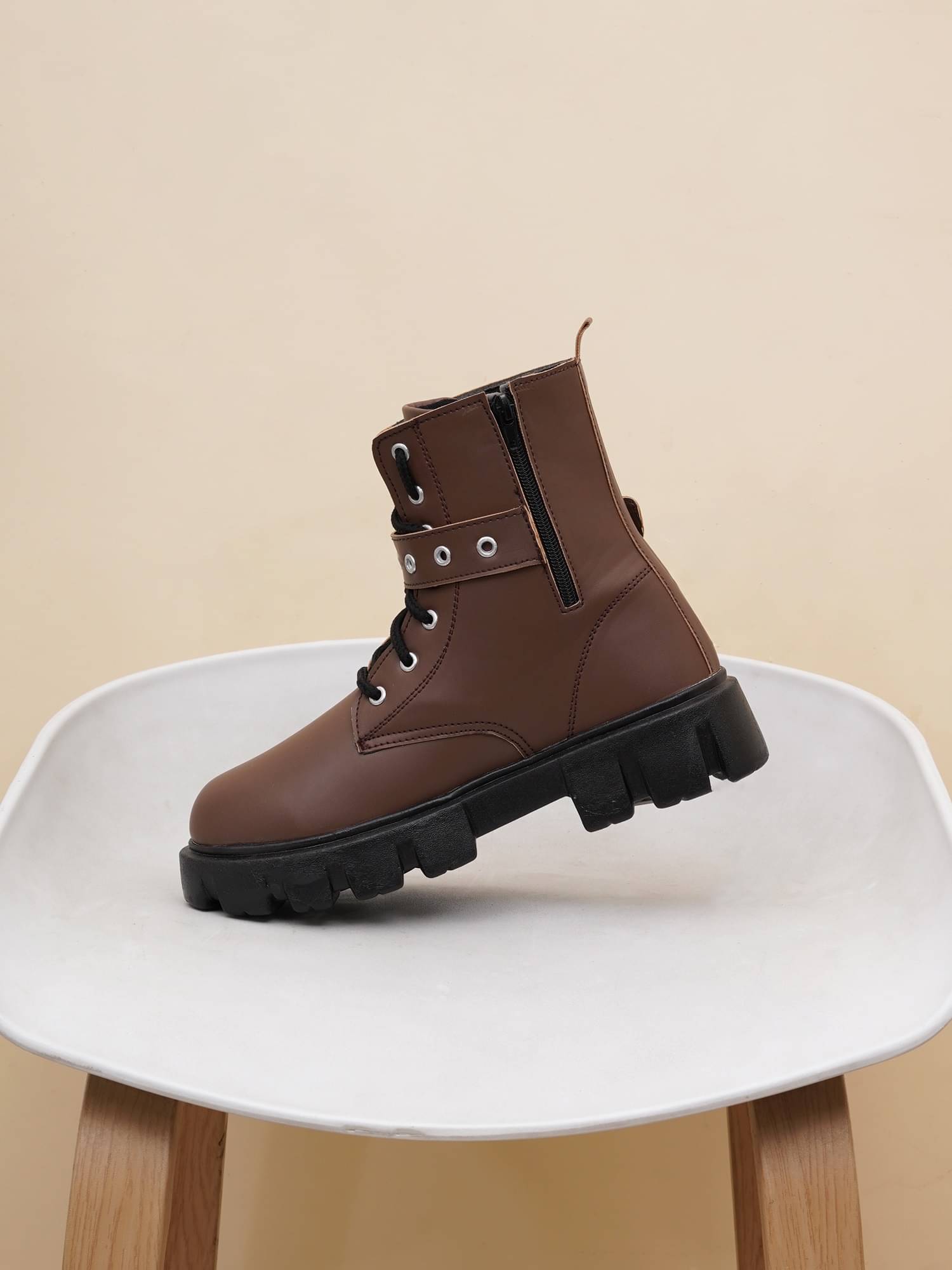     			Try me Brown Women's Mid Calf Length Boots