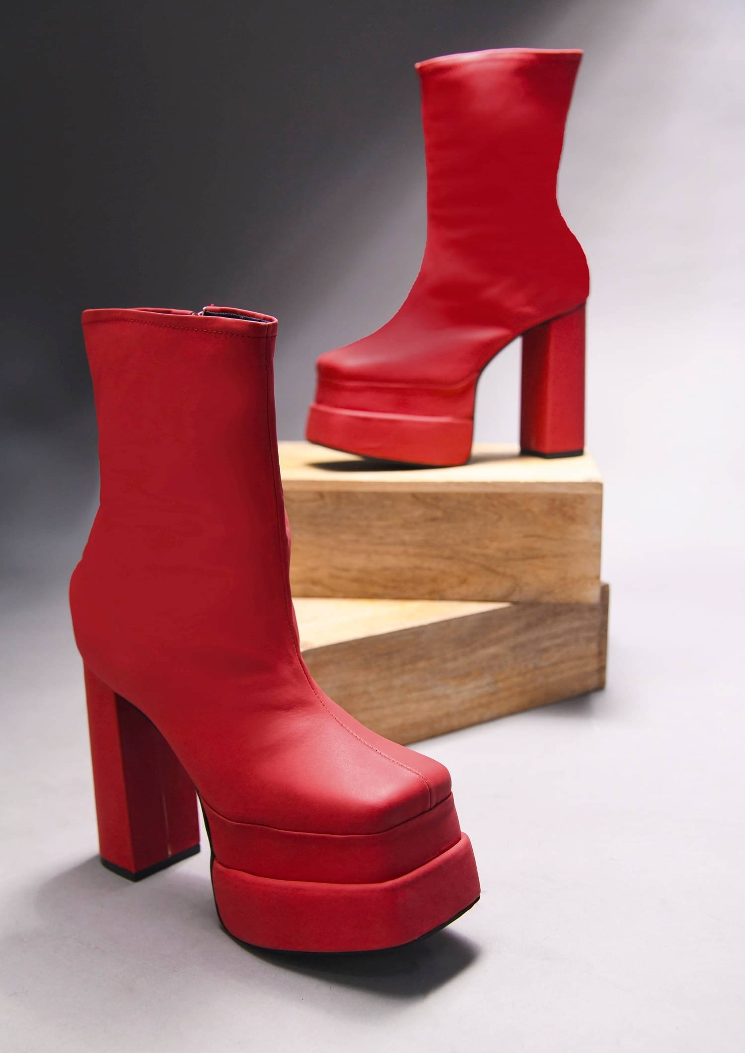 Try me Red Women's Mid Calf Length Boots Try me Red Women's Mid Calf Length Boots
