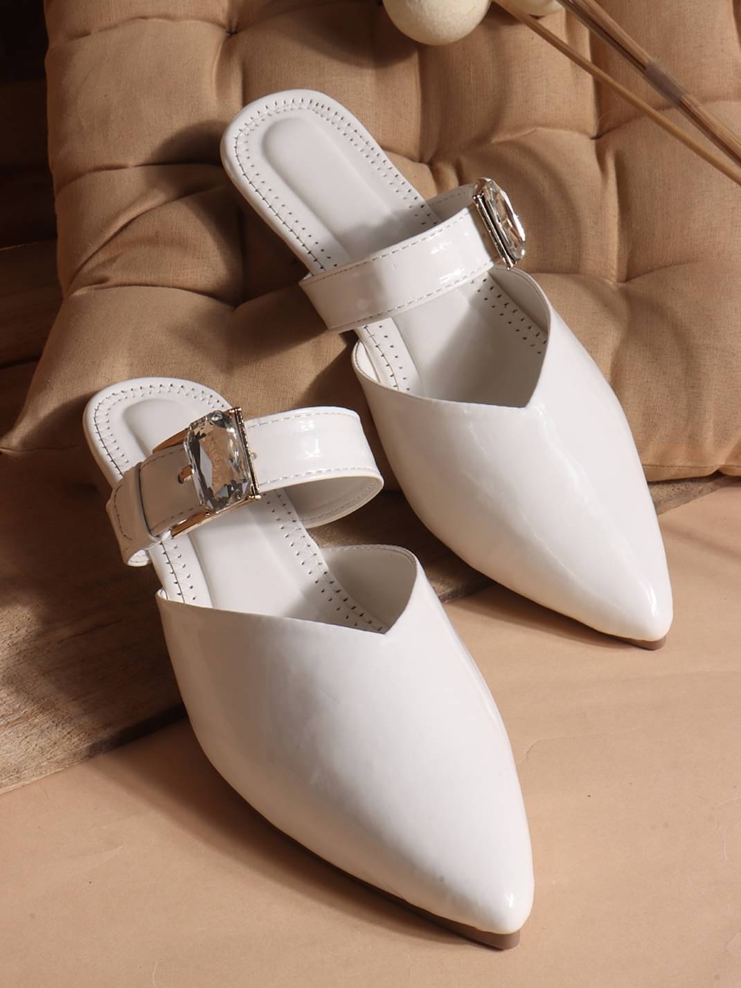     			Try me White Women's Flats