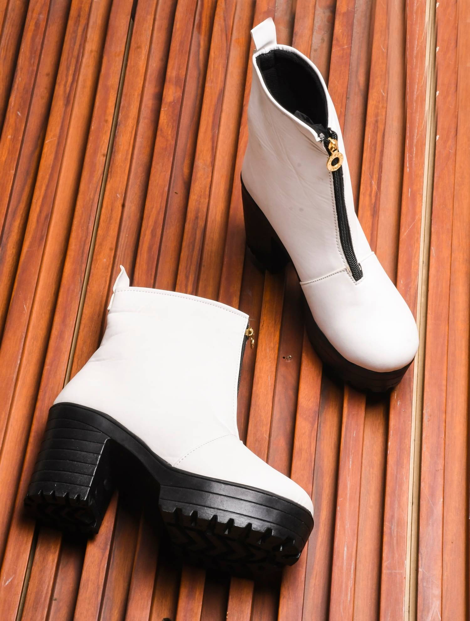 Try me White Women's Mid Calf Length Boots Try me White Women's Mid Calf Length Boots
