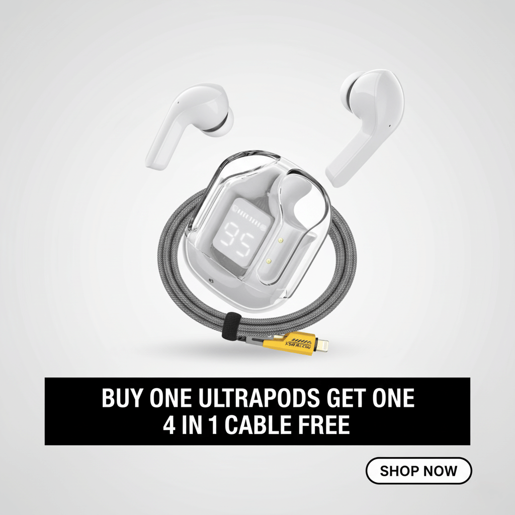     			Tws Ultrapods display bluetooth, Earbuds Pro + 4 in 1 data fast cable ,   4  in 1 charging cable