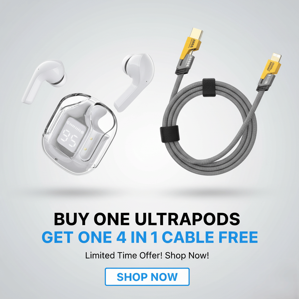     			Tws Ultrapods display bluetooth, Earbuds Pro + 4 in 1 data fast cable ,  4  in 1 charging cable