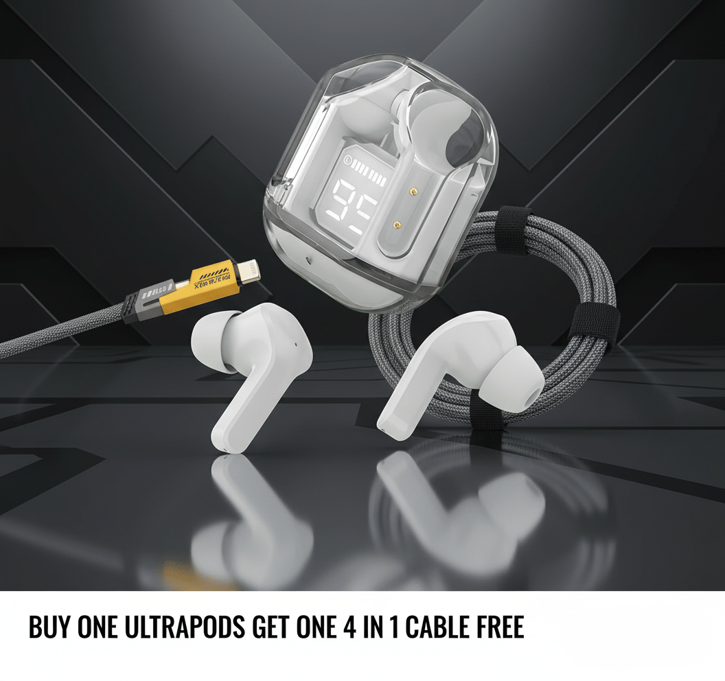     			Tws Ultrapods display bluetooth, Earbuds Pro + 4 in 1 data fast cable ,4  in 1 charging cable