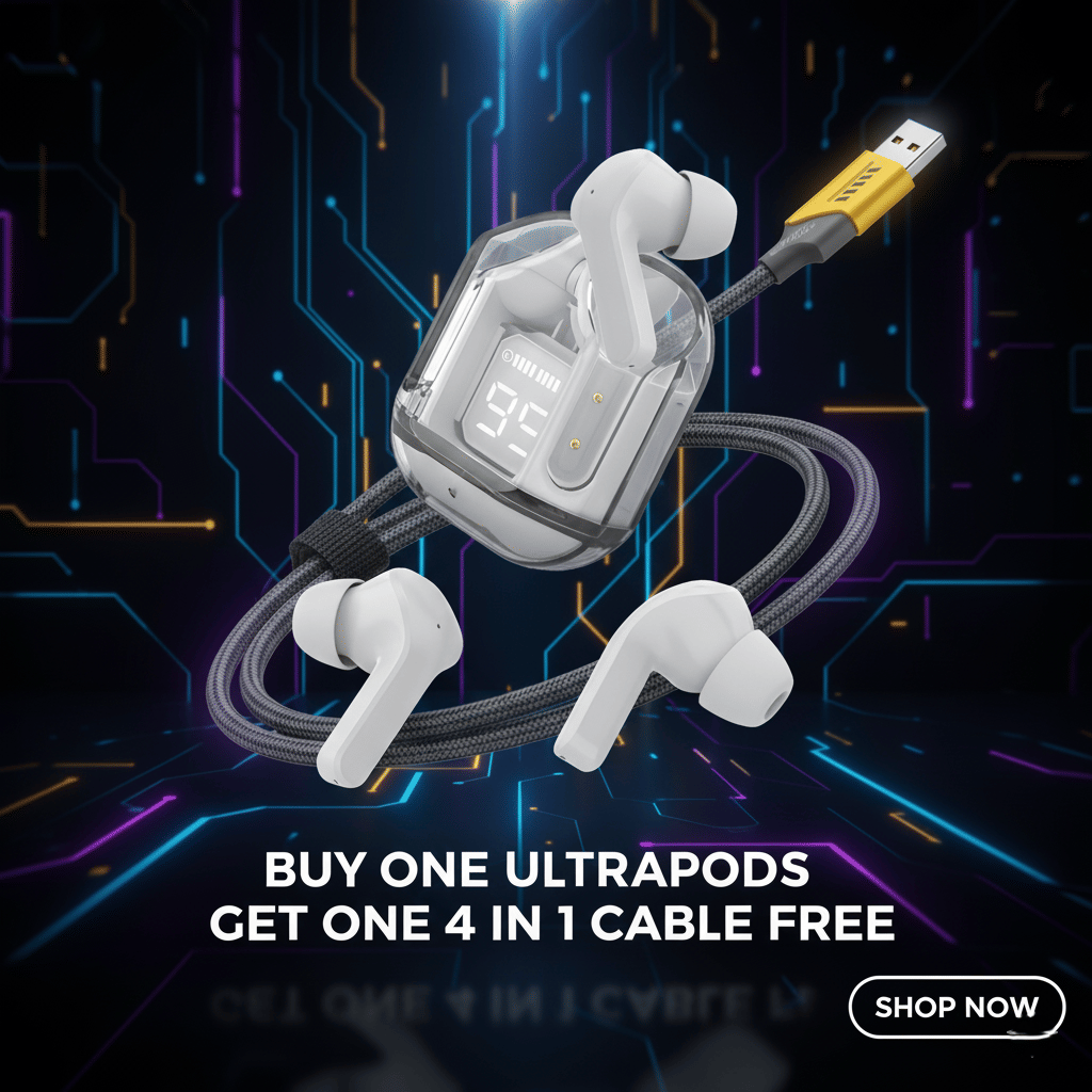     			Tws Ultrapods display bluetooth, Earbuds Pro + 4 in 1 data fast cable ,  4  in 1 charging cable