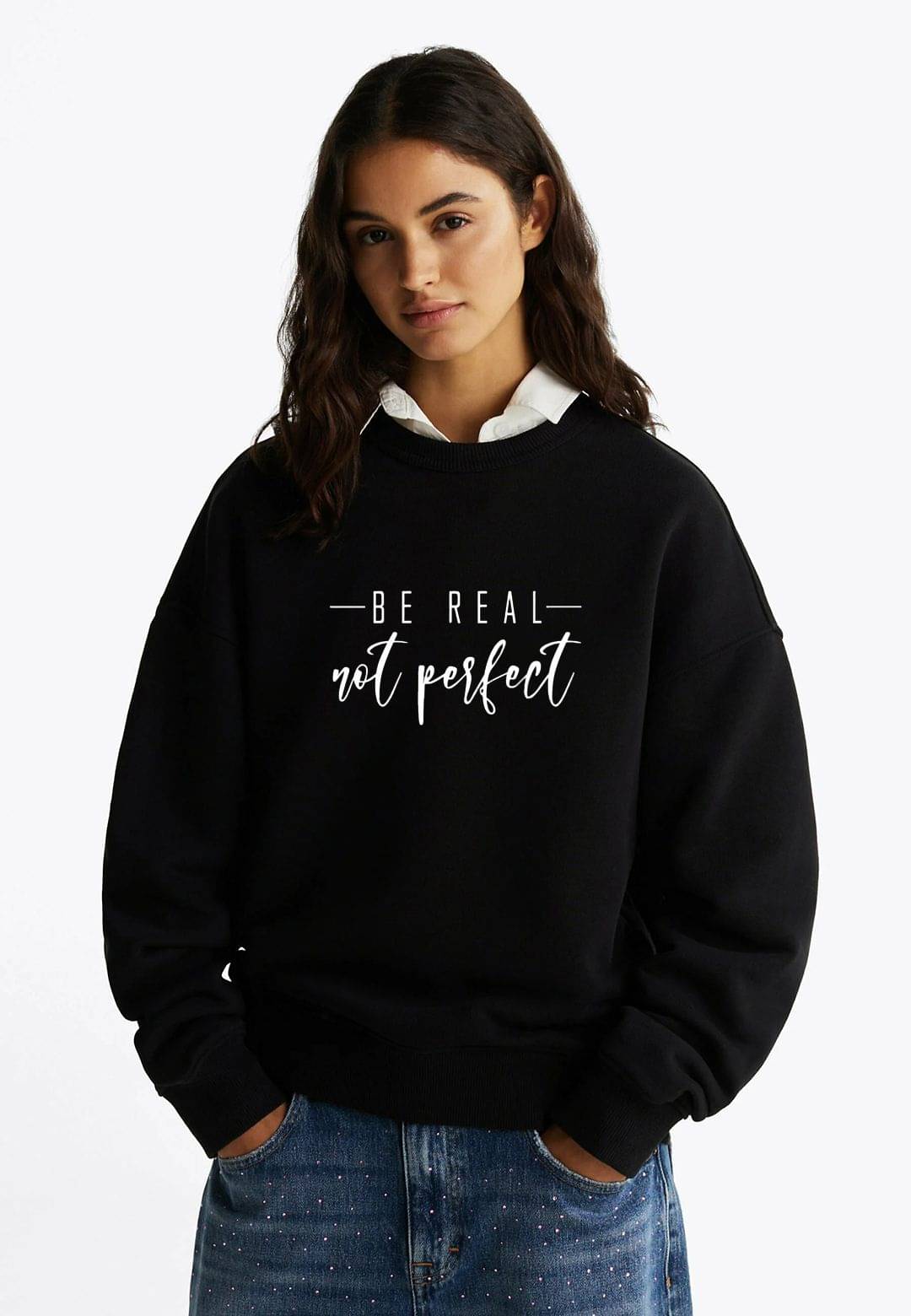 kotty Women Fleece Round Neck Sweatshirt For Light Winters ( Black ) kotty Women Fleece Round Neck Sweatshirt For Light Winters ( Black )
