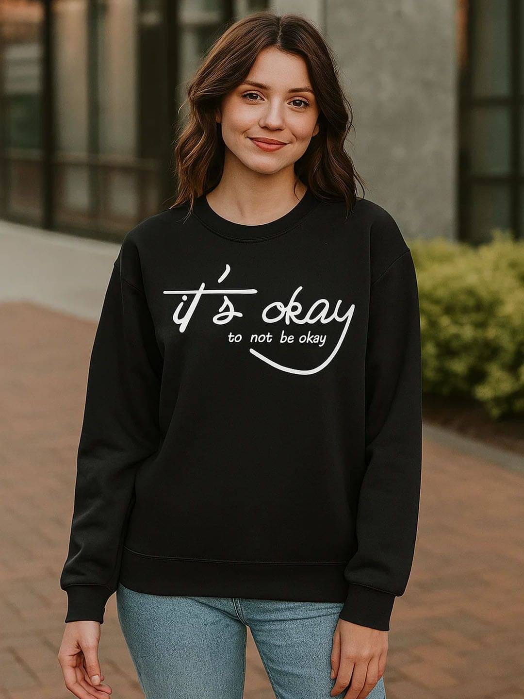 kotty Women Fleece Round Neck Sweatshirt For Light Winters ( Black ) kotty Women Fleece Round Neck Sweatshirt For Light Winters ( Black )