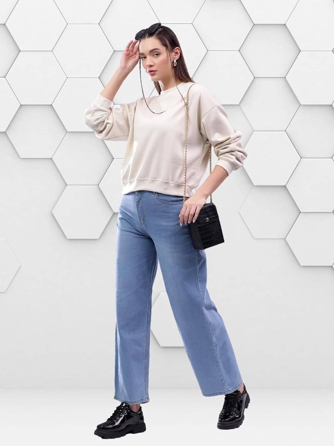 kotty Women Fleece Round Neck Sweatshirt For Light Winters ( Beige ) kotty Women Fleece Round Neck Sweatshirt For Light Winters ( Beige )
