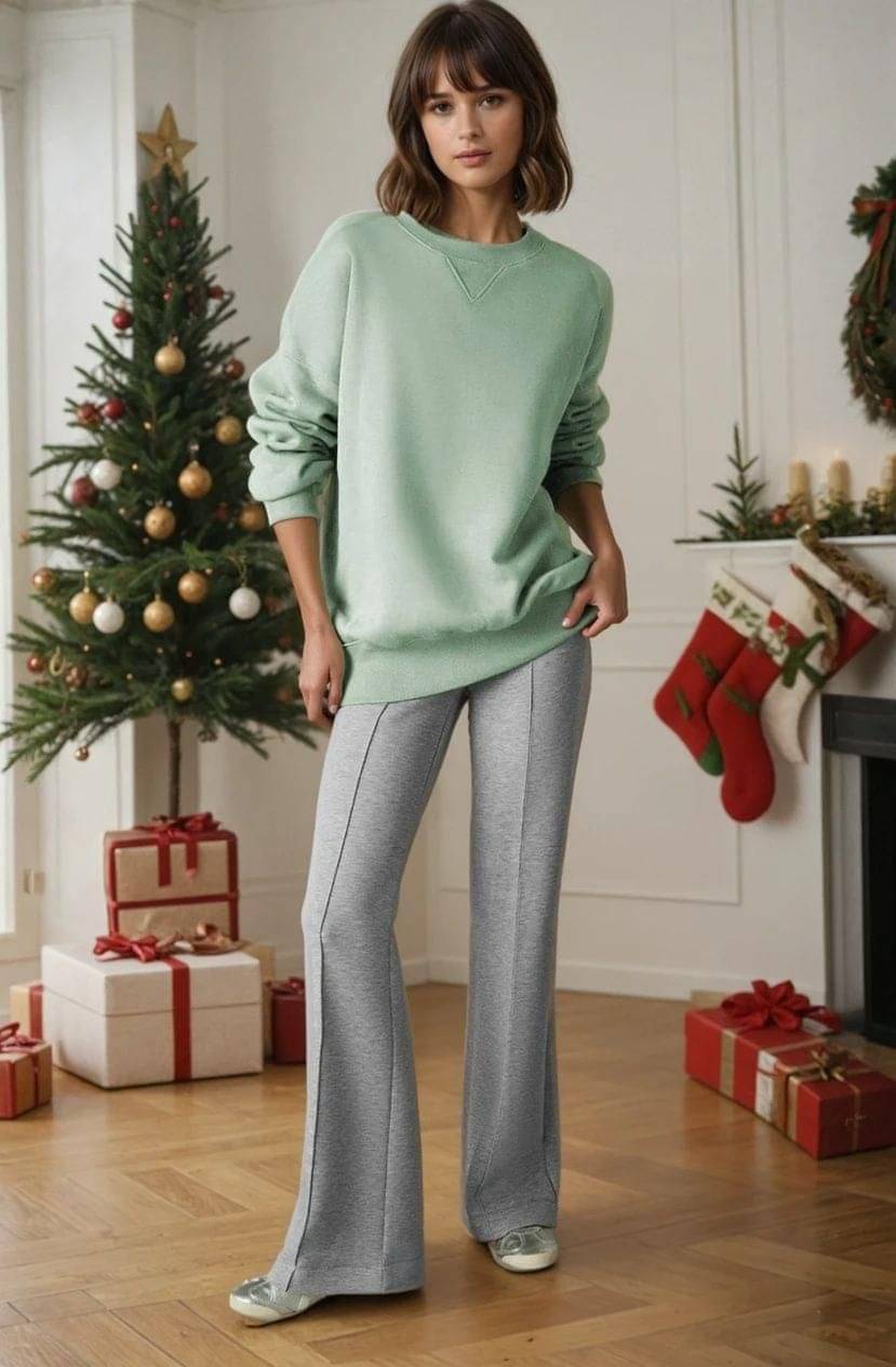 kotty Women Fleece Round Neck Sweatshirt For Light Winters ( Green ) kotty Women Fleece Round Neck Sweatshirt For Light Winters ( Green )