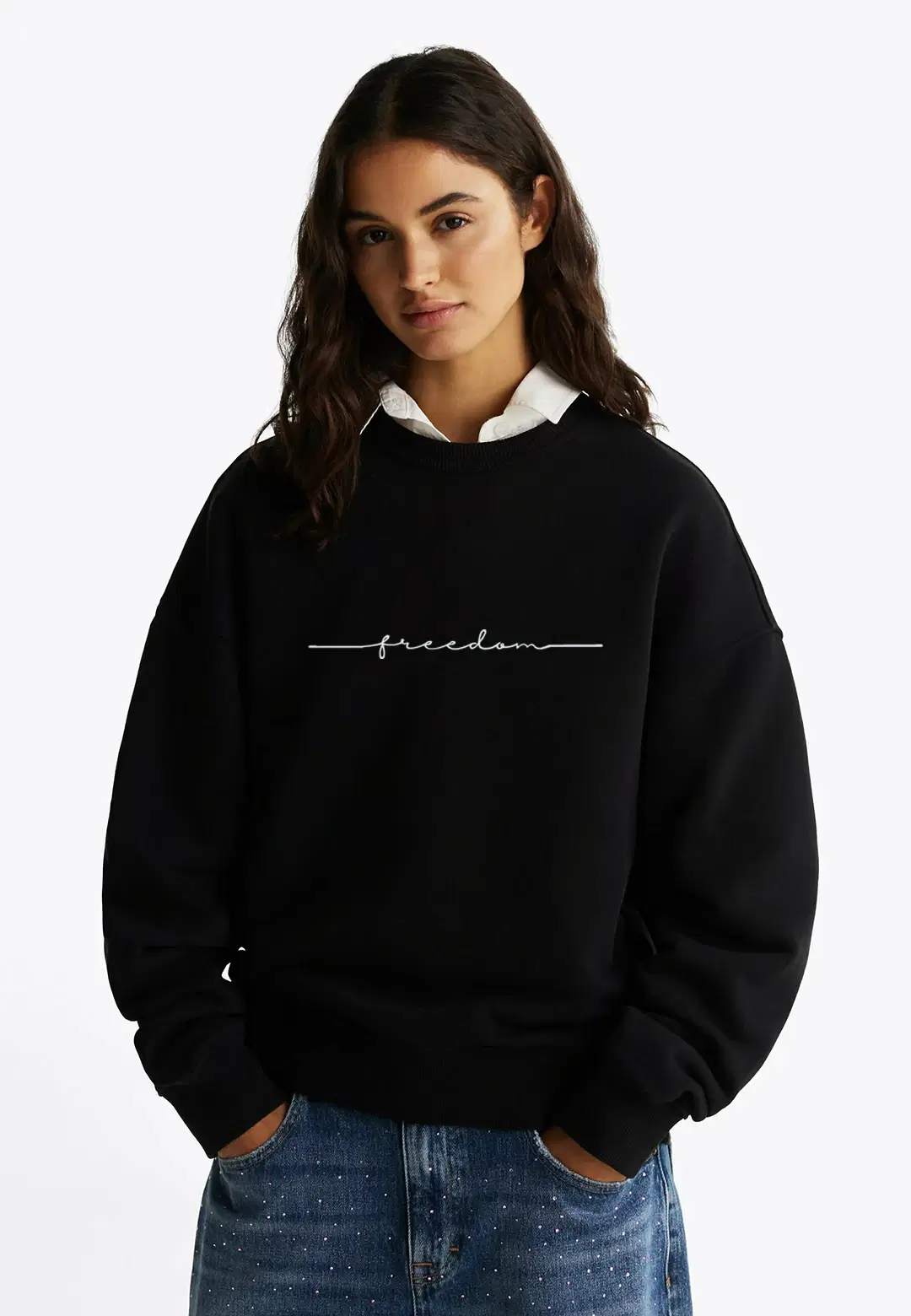kotty Women Fleece Round Neck Sweatshirt For Light Winters ( Black ) kotty Women Fleece Round Neck Sweatshirt For Light Winters ( Black )