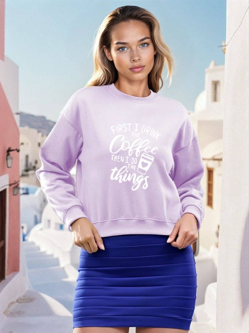 kotty Women Fleece Round Neck Sweatshirt For Light Winters ( Purple ) kotty Women Fleece Round Neck Sweatshirt For Light Winters ( Purple )