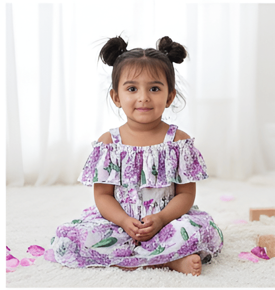 luffy luke Georgette Frock For Girls ( Pack of 1 , Lavender ) luffy luke Georgette Frock For Girls ( Pack of 1 , Lavender )