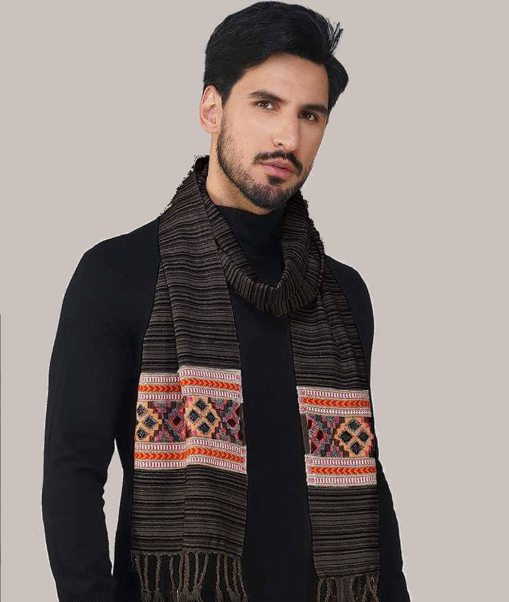     			nikline Brown Woolen Men's Shawls ( Pack of 1 )