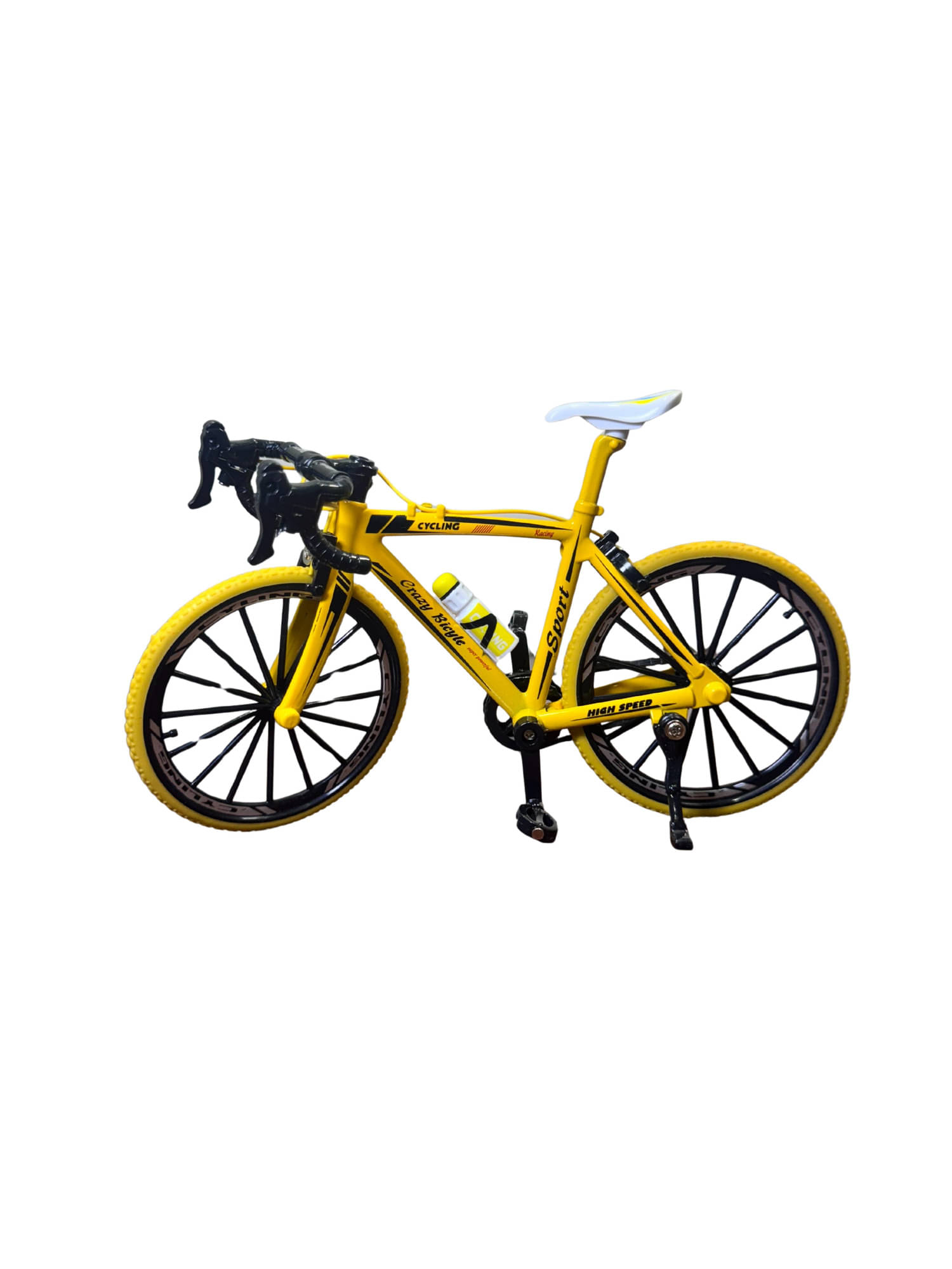     			1:10 Scale Yellow Alloy Die-Cast Racing Bicycle Toy Model with Black Tires