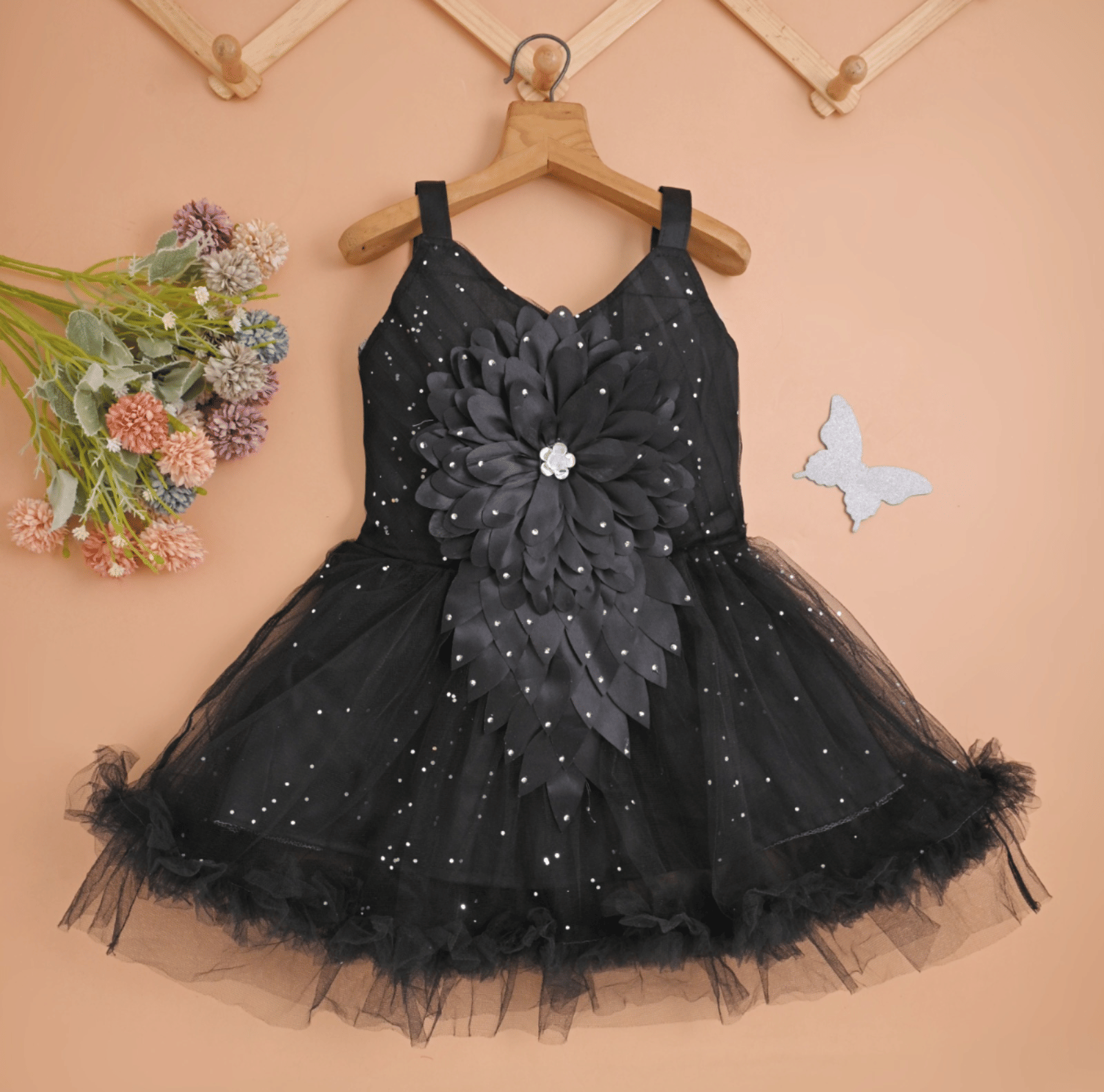     			AK SIRIN GARMENTS Net Frock For Girls ( Pack of 1 , Black )