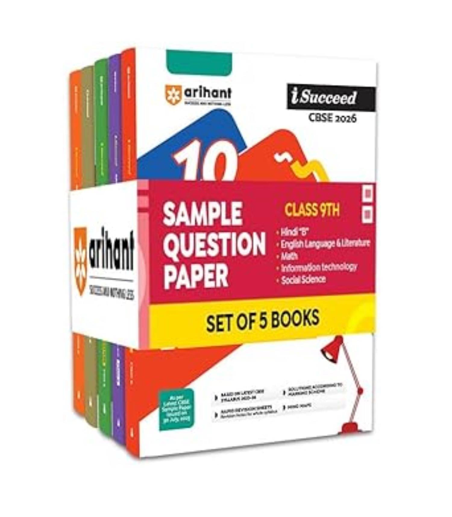     			Arihant CBSE Sample Question Papers Class 9 Exam 2026 | Hindi "B" , English, Math, Information technology, Social Science Set of 5 Books