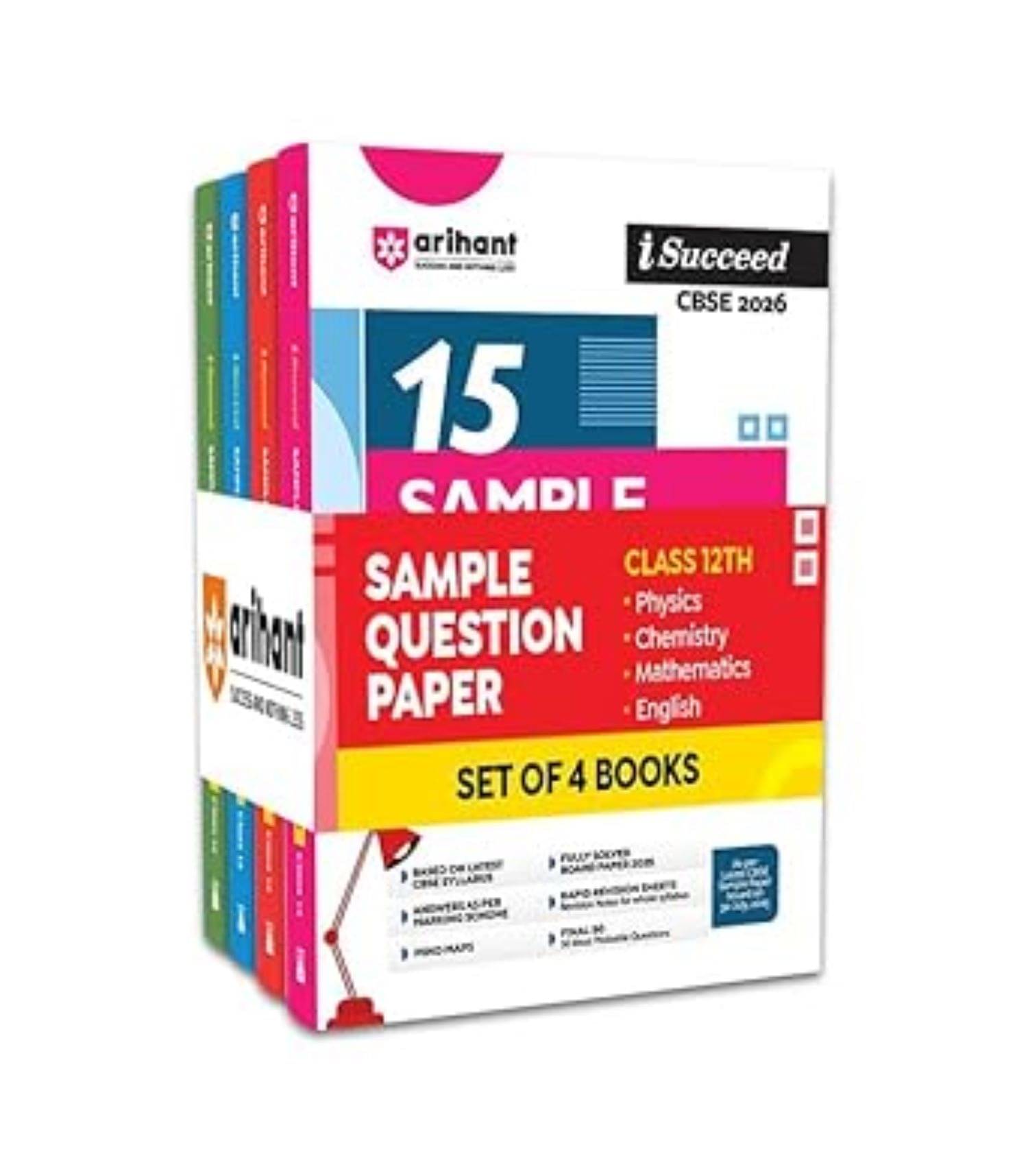     			Arihant I Succeed CBSE Sample Question Papers Class 12 Exam 2026 | Physics, Chemistry, Maths & English Core Set of 4 Books | 15 Sample Papers