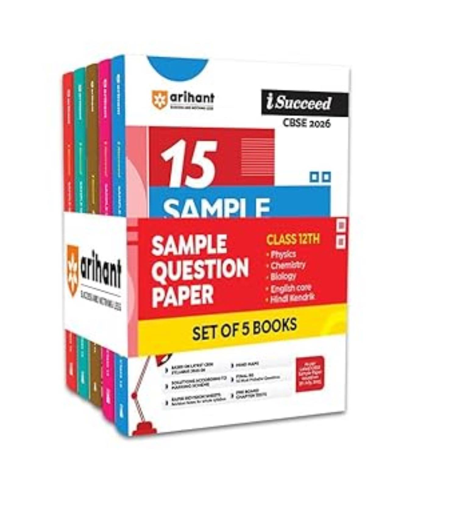     			Arihant I Succeed CBSE Sample Question Papers Class 12 Exam 2026 | Physics, Chemistry, Biology,English Core & Hindi Kendrik Set of 5 Books
