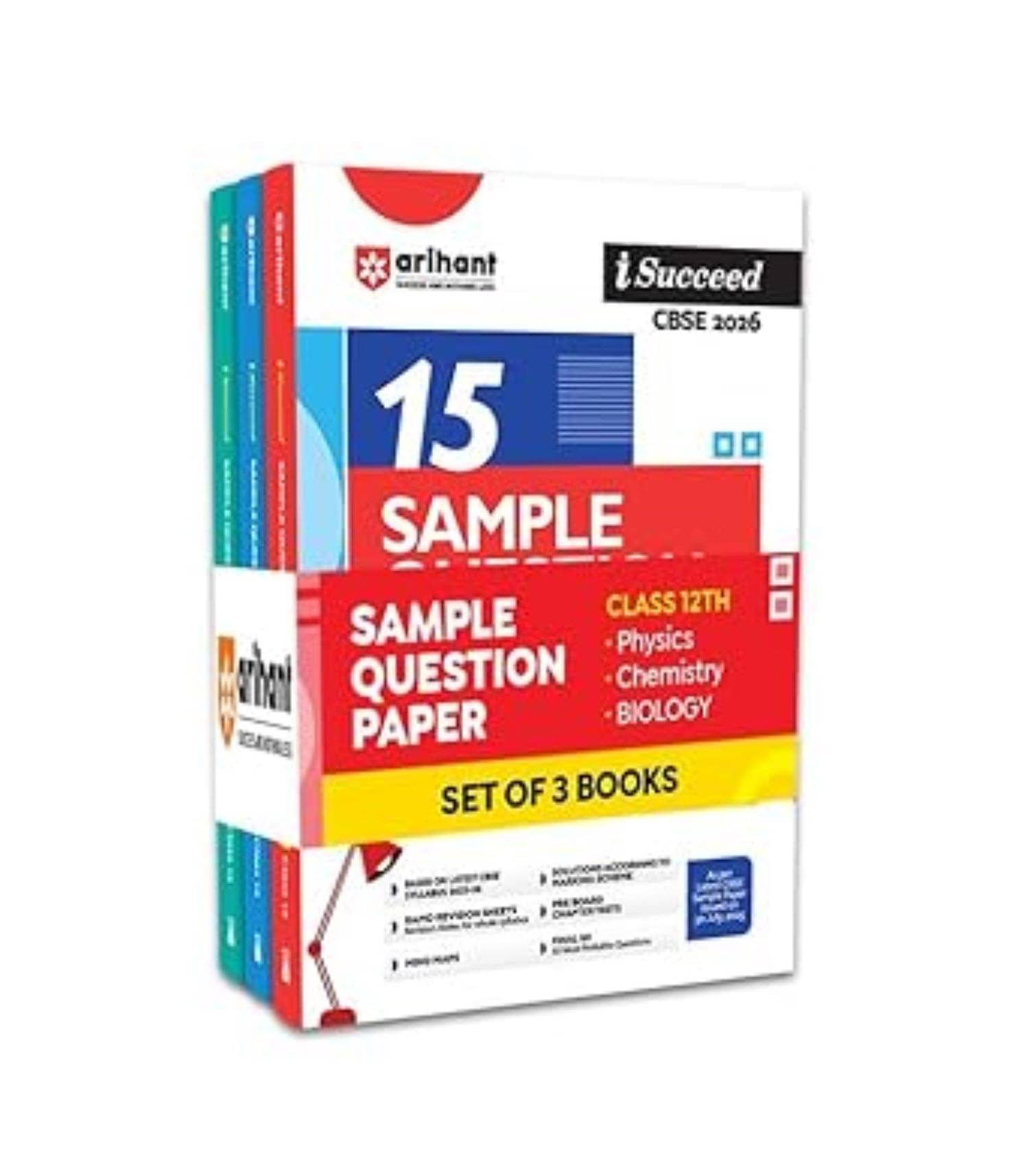     			Arihant I Succeed CBSE Sample Question Papers Class 12 Exam 2026 | Physics, Chemistry & Biology Set of 3 Books | 15 Sample Papers