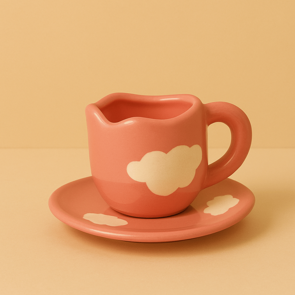     			Athena Home Cup and Saucer Set Printed Ceramic Coffee Set 200 ml ( Pack of 1 )