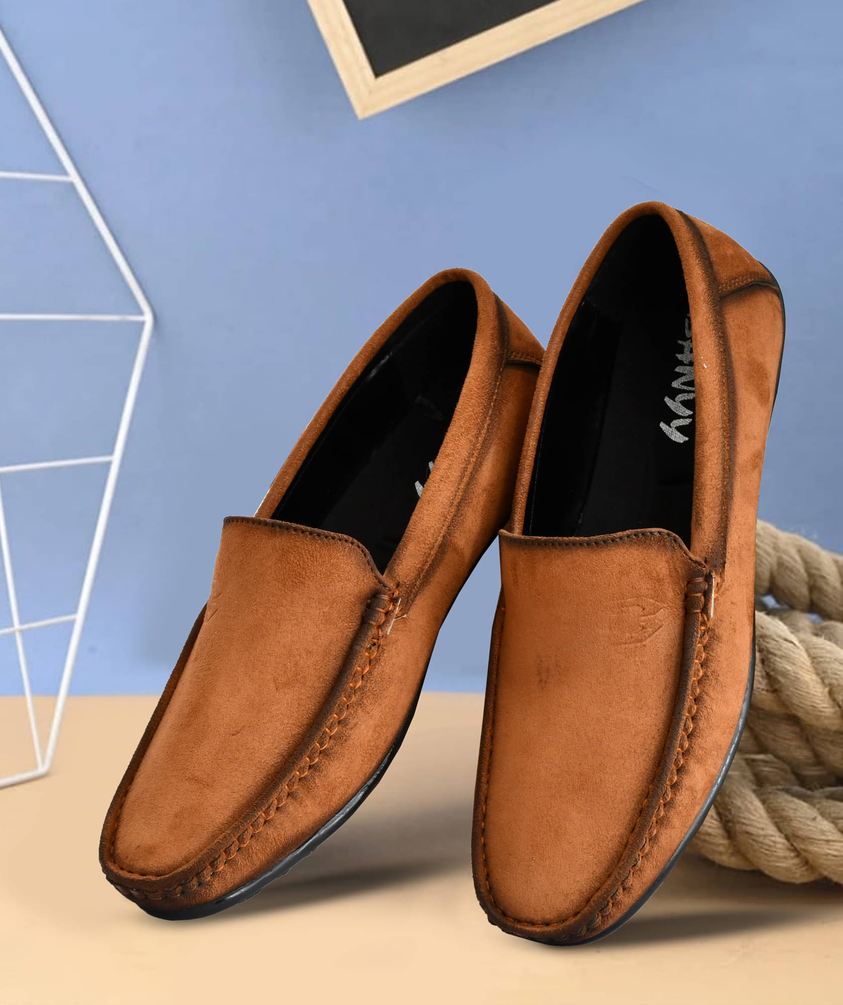     			BANYY Beige Men's Slip on Shoes