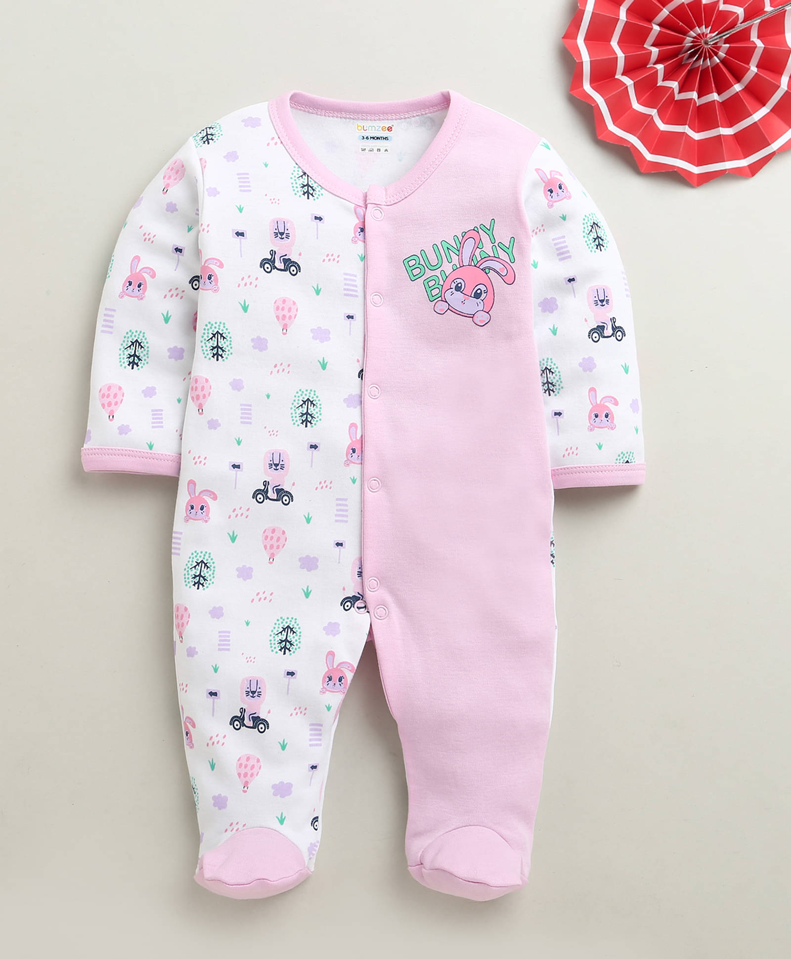     			BUMZEE Pack of 1 Baby Girls Cotton Rompers ( Baby Pink )
