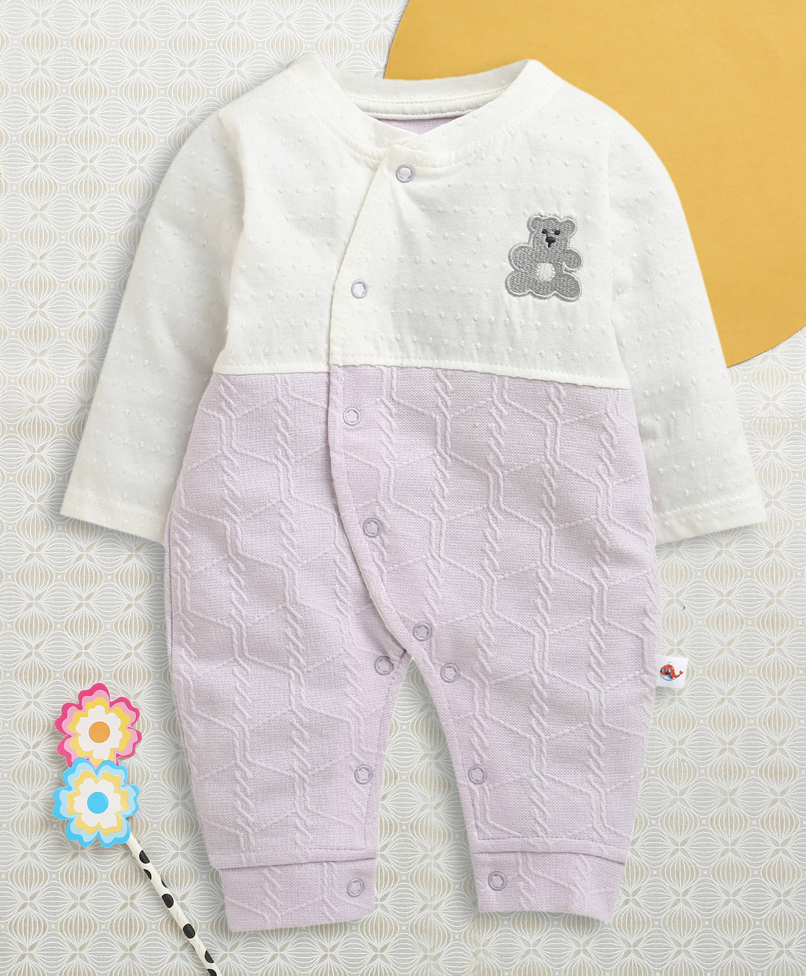    			BUMZEE Pack of 1 Baby Girls Cotton Rompers ( Lavender )