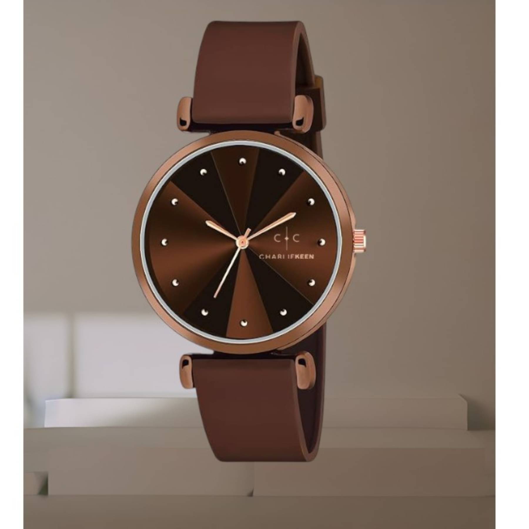     			CHARLIEKEEN Brown Silicon Analog Womens Watch