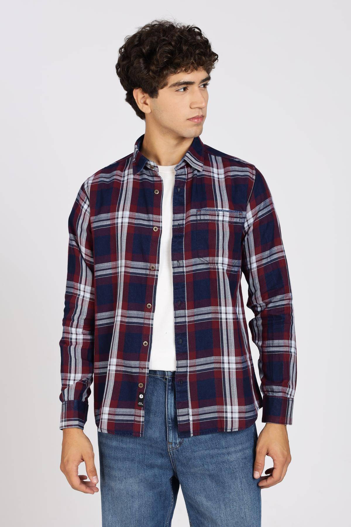     			COLOR HUNT 100% Cotton Regular Fit Checks Rollup Sleeves Men's Casual Shirt - Maroon ( Pack of 1 )