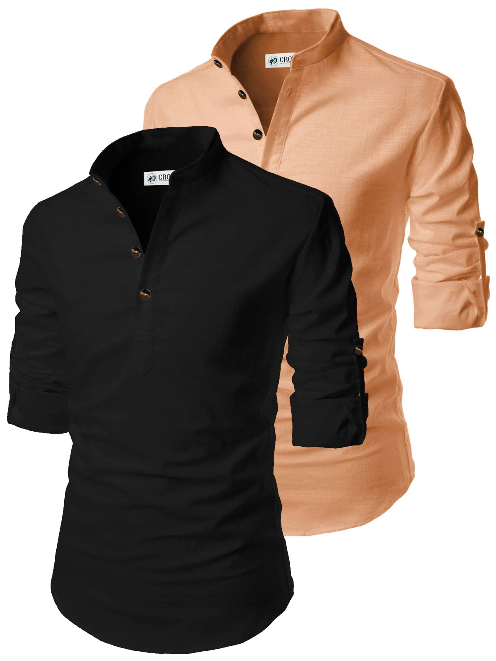     			CROWNTAIL Orange Cotton Men's Regular Kurta ( Pack of 2 )