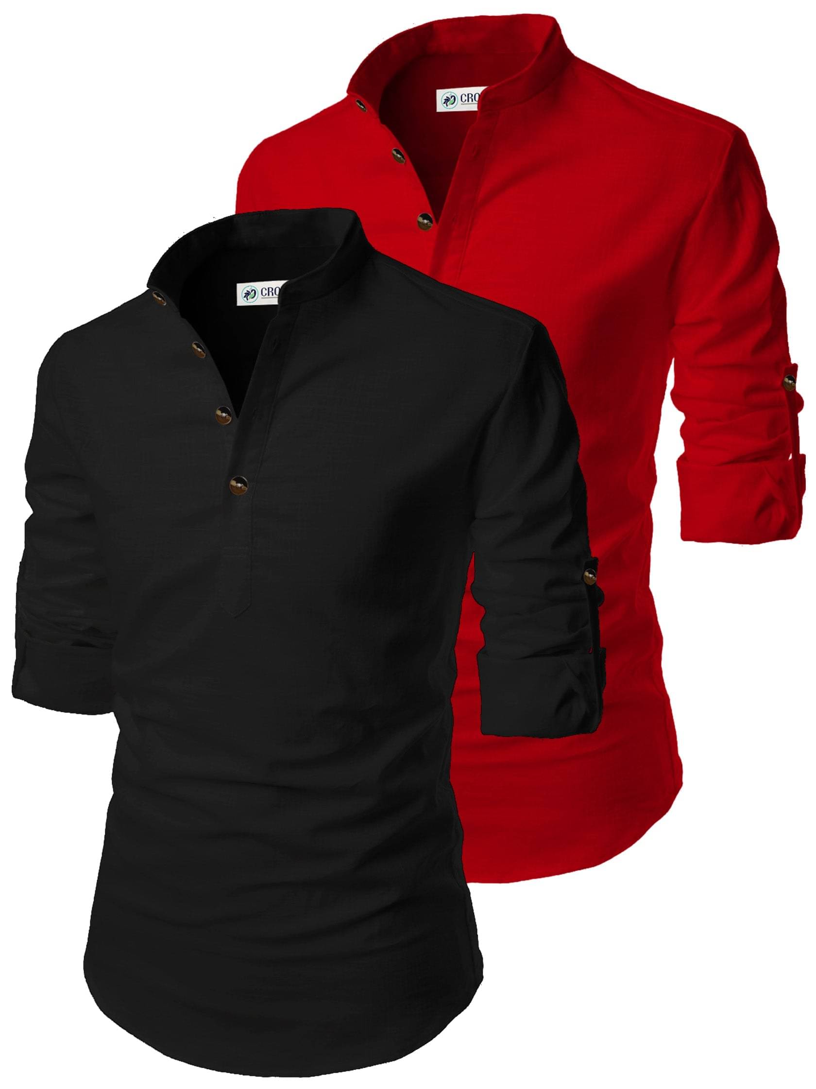     			CROWNTAIL Red Cotton Men's Regular Kurta ( Pack of 2 )