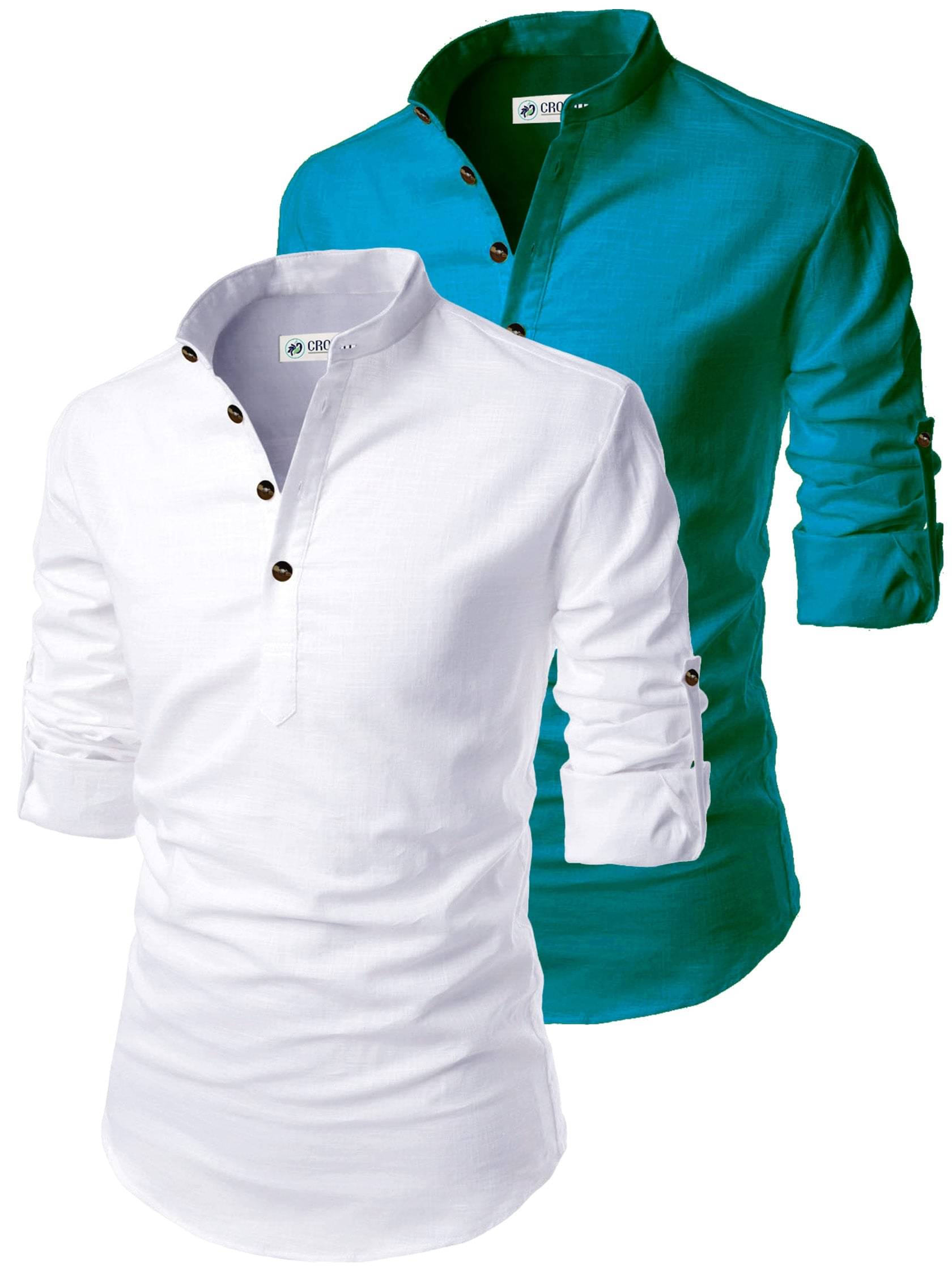    			CROWNTAIL Sky Blue Cotton Men's Regular Kurta ( Pack of 2 )