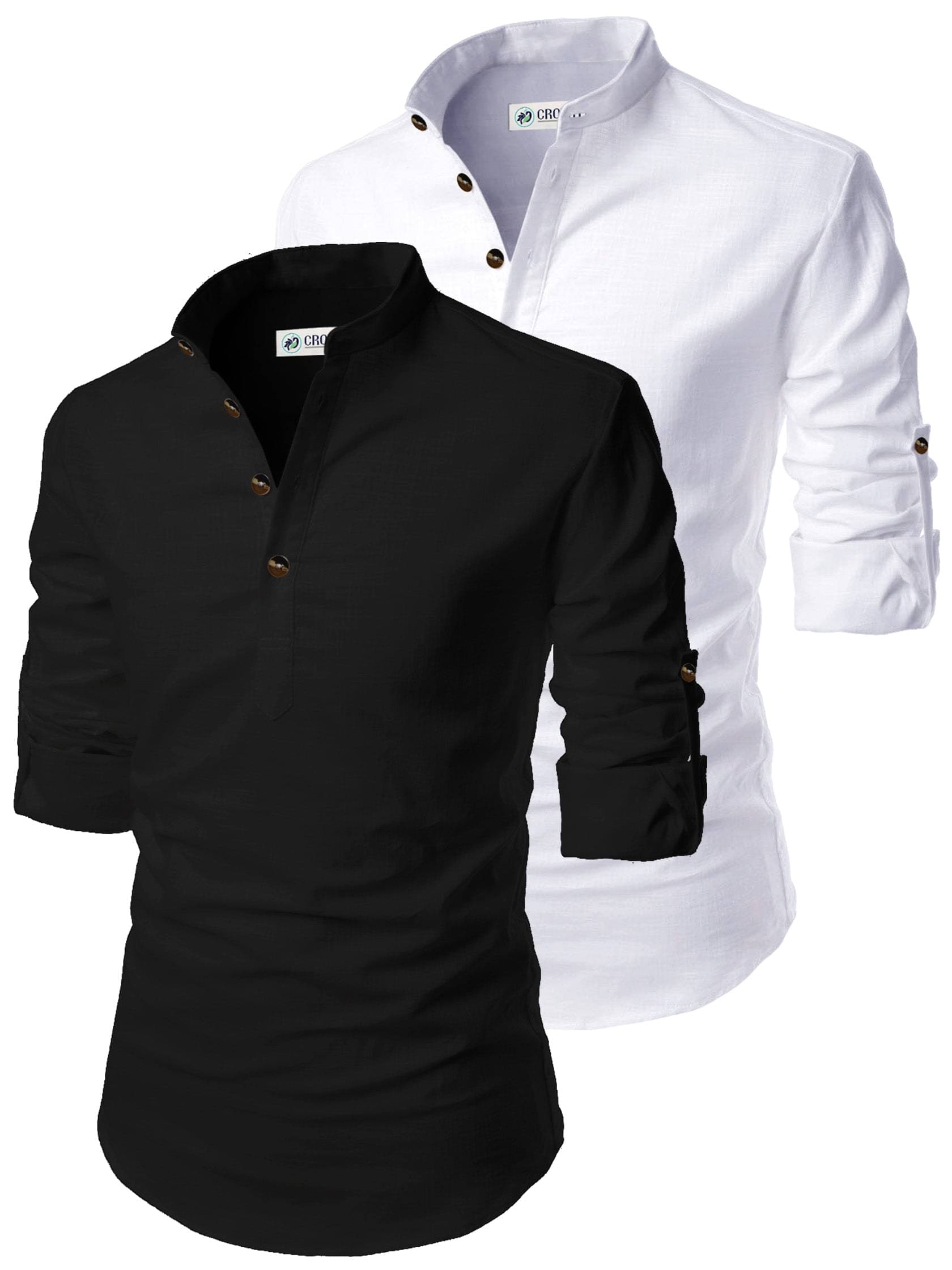 CROWNTAIL White Cotton Men's Regular Kurta ( Pack of 2 ) CROWNTAIL White Cotton Men's Regular Kurta ( Pack of 2 )