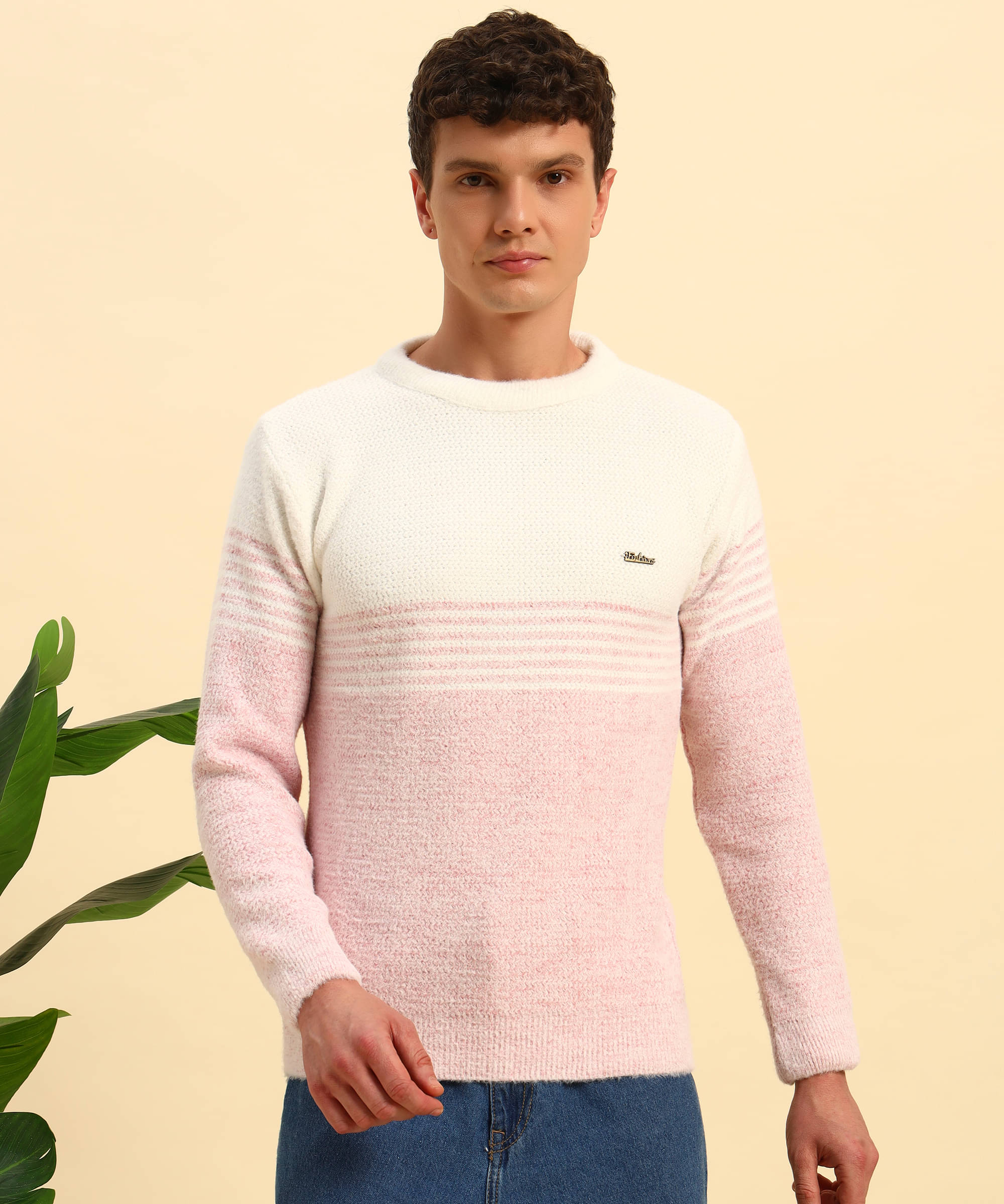     			Canblar Woollen Blend Round Neck Men's Full Sleeves Pullover Sweater - Pink ( Pack of 1 )