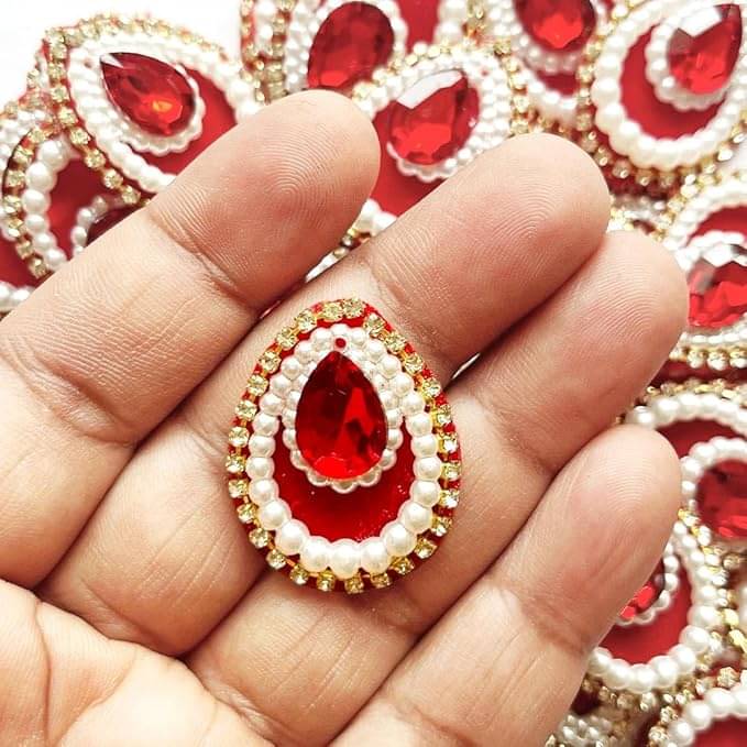     			Cherry Tree Glass Metal Drop shape Rhinestone ( Pack of 1 )