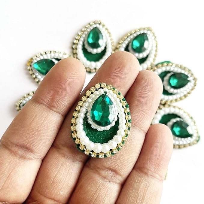     			Cherry Tree Glass Metal Drop shape Rhinestone ( Pack of 1 )