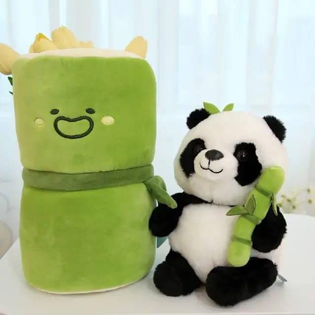     			Cute Panda Plush Toy in Bamboo - Teddy Bear Kawaii - Birthday Gift - Soft Stuffed Animal Toy