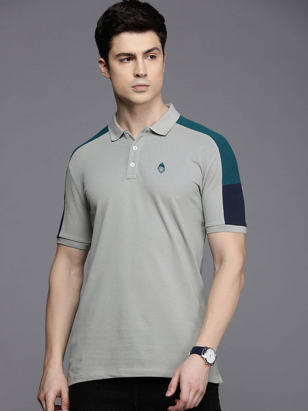 DNKFAB Men 100% Cotton Regular Fit Self Design T-Shirt ( Grey ) DNKFAB Men 100% Cotton Regular Fit Self Design T-Shirt ( Grey )