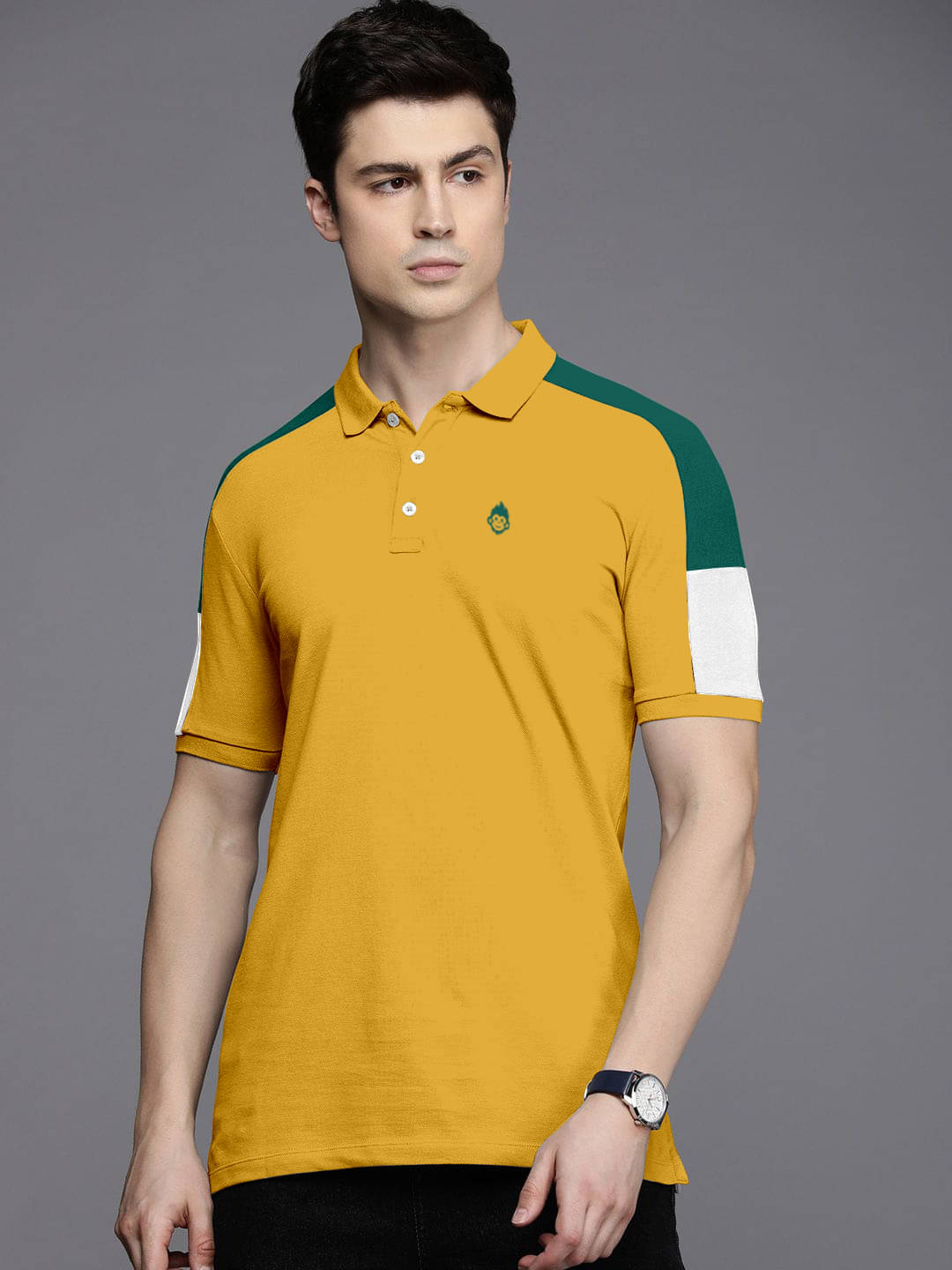 DNKFAB Men 100% Cotton Regular Fit Self Design T-Shirt ( Mustard )     			DNKFAB Men 100% Cotton Regular Fit Self Design T-Shirt ( Mustard )