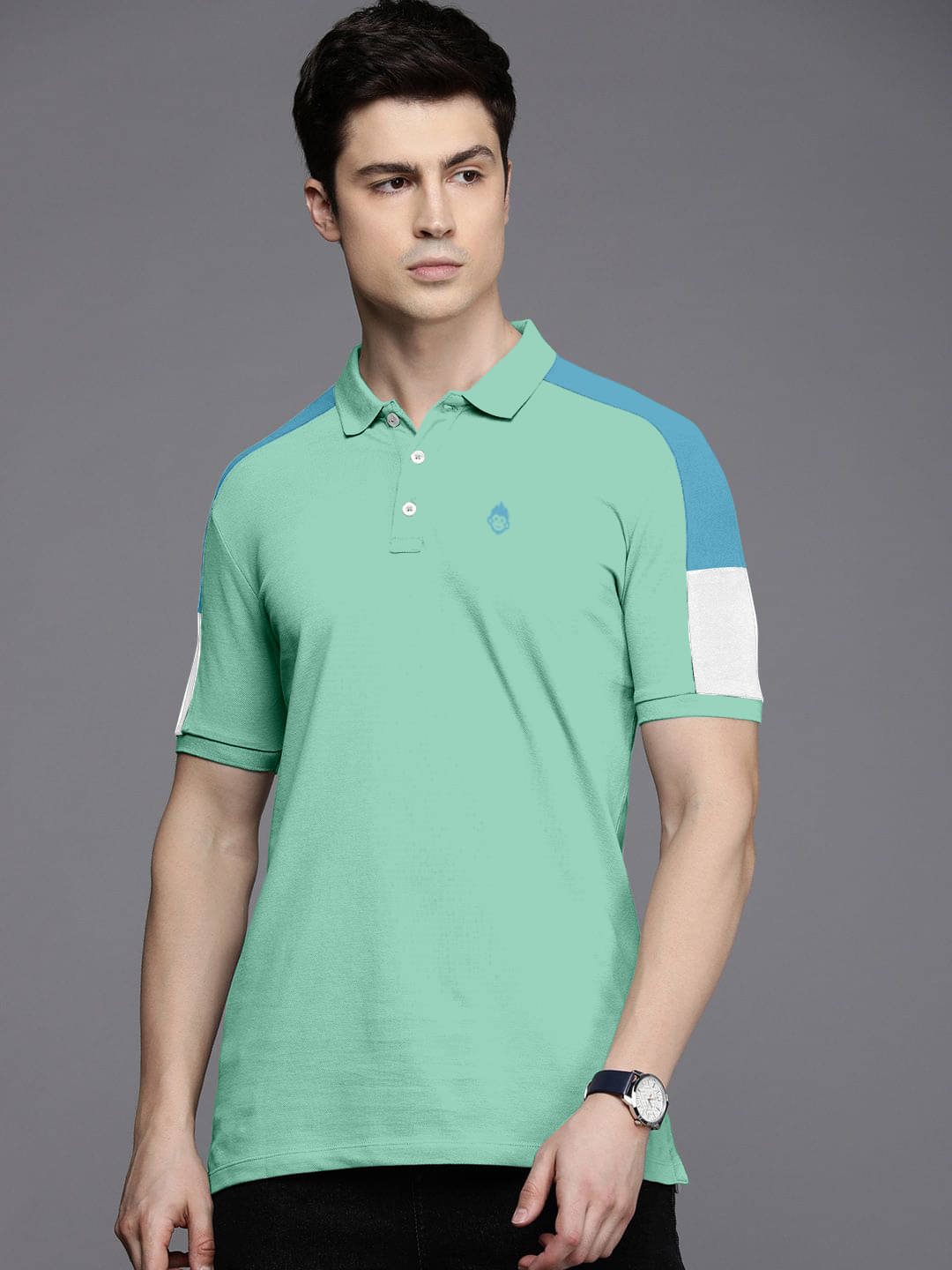 DNKFAB Men 100% Cotton Regular Fit Self Design T-Shirt ( Light Green ) DNKFAB Men 100% Cotton Regular Fit Self Design T-Shirt ( Light Green )