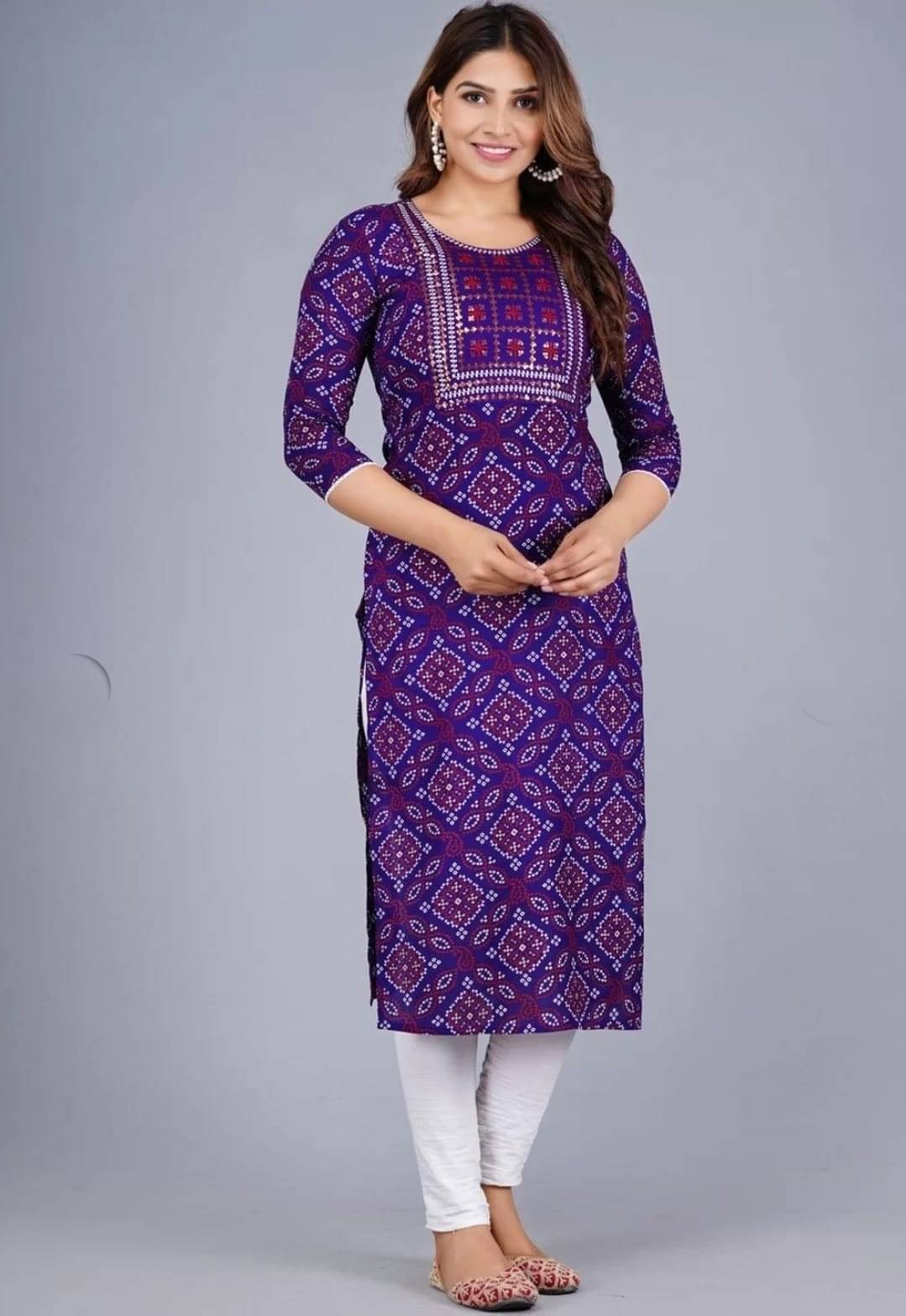 Dekha Style Women Rayon Printed Straight Kurti ( Purple ) Dekha Style Women Rayon Printed Straight Kurti ( Purple )