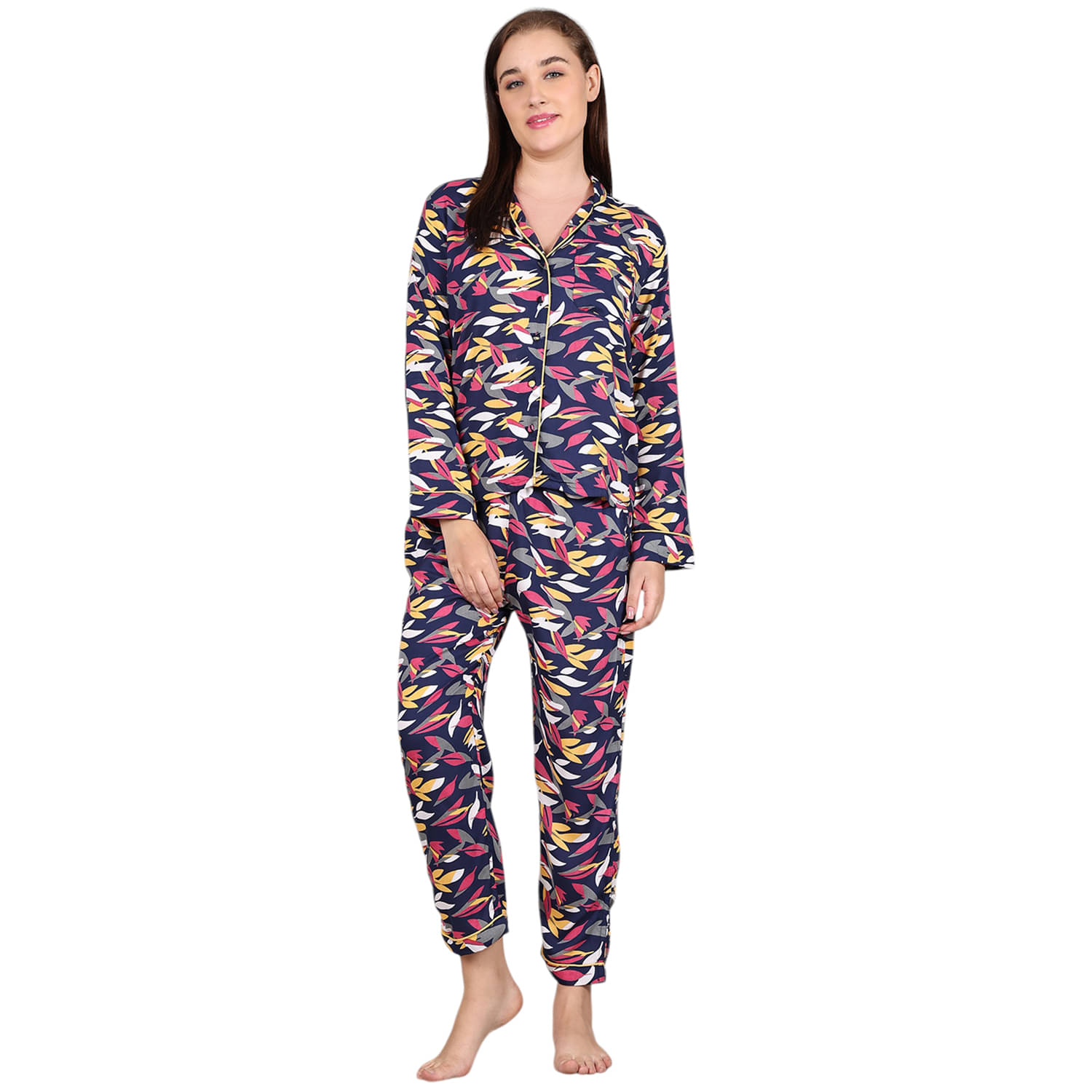     			Dress Craft Rayon Printed Women Shirt with Pyjama ( Blue )