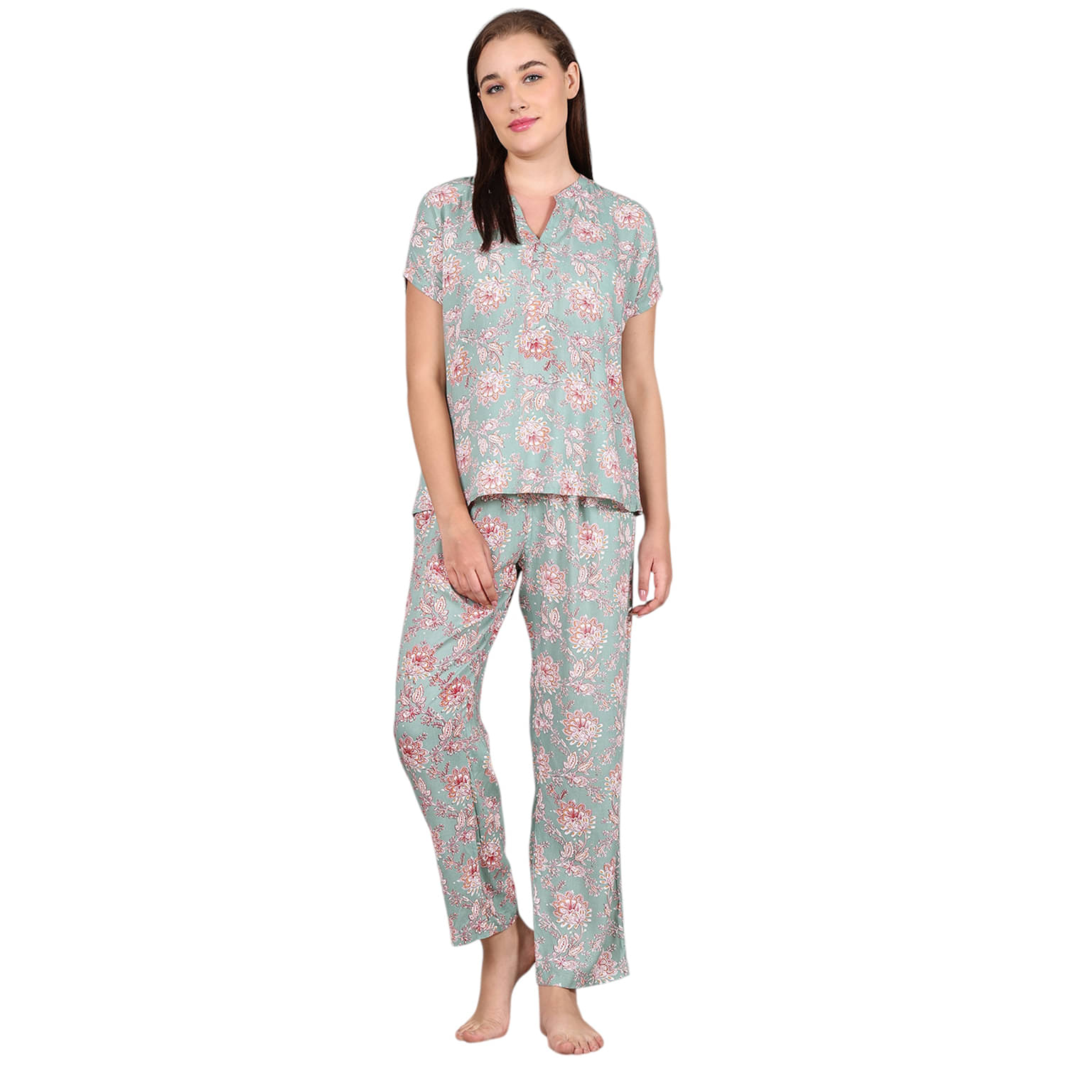     			Dress Craft Rayon Printed Women Top with Pyjama ( Mint Green )