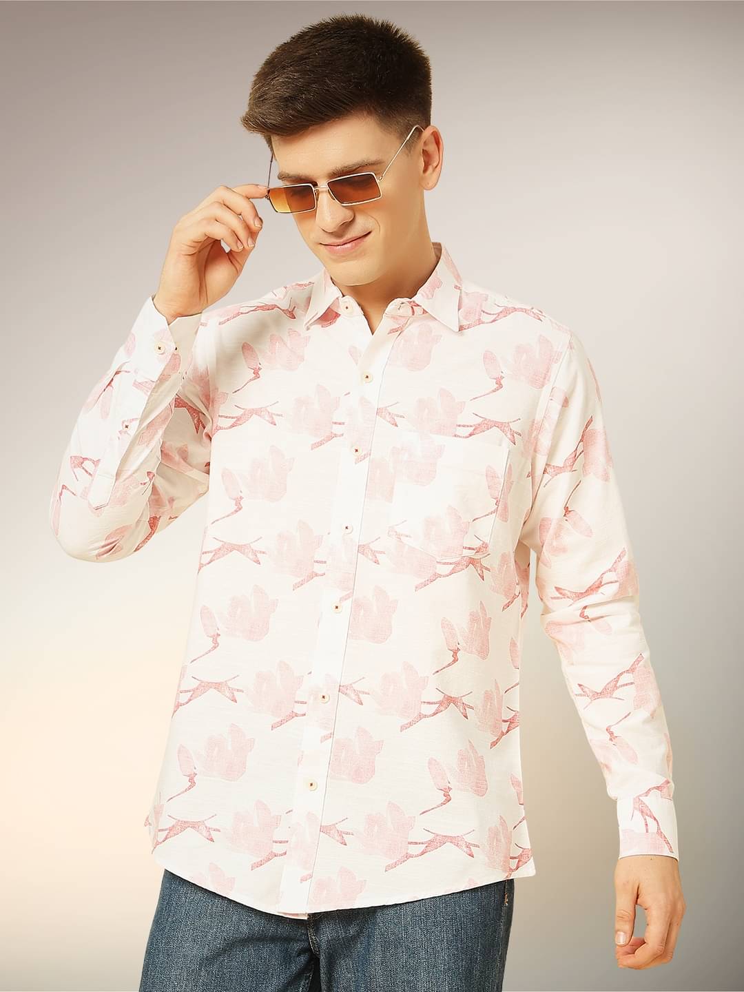     			ENSPYR 100% Cotton Regular Fit Printed Full Sleeves Men's Casual Shirt - Red ( Pack of 1 )